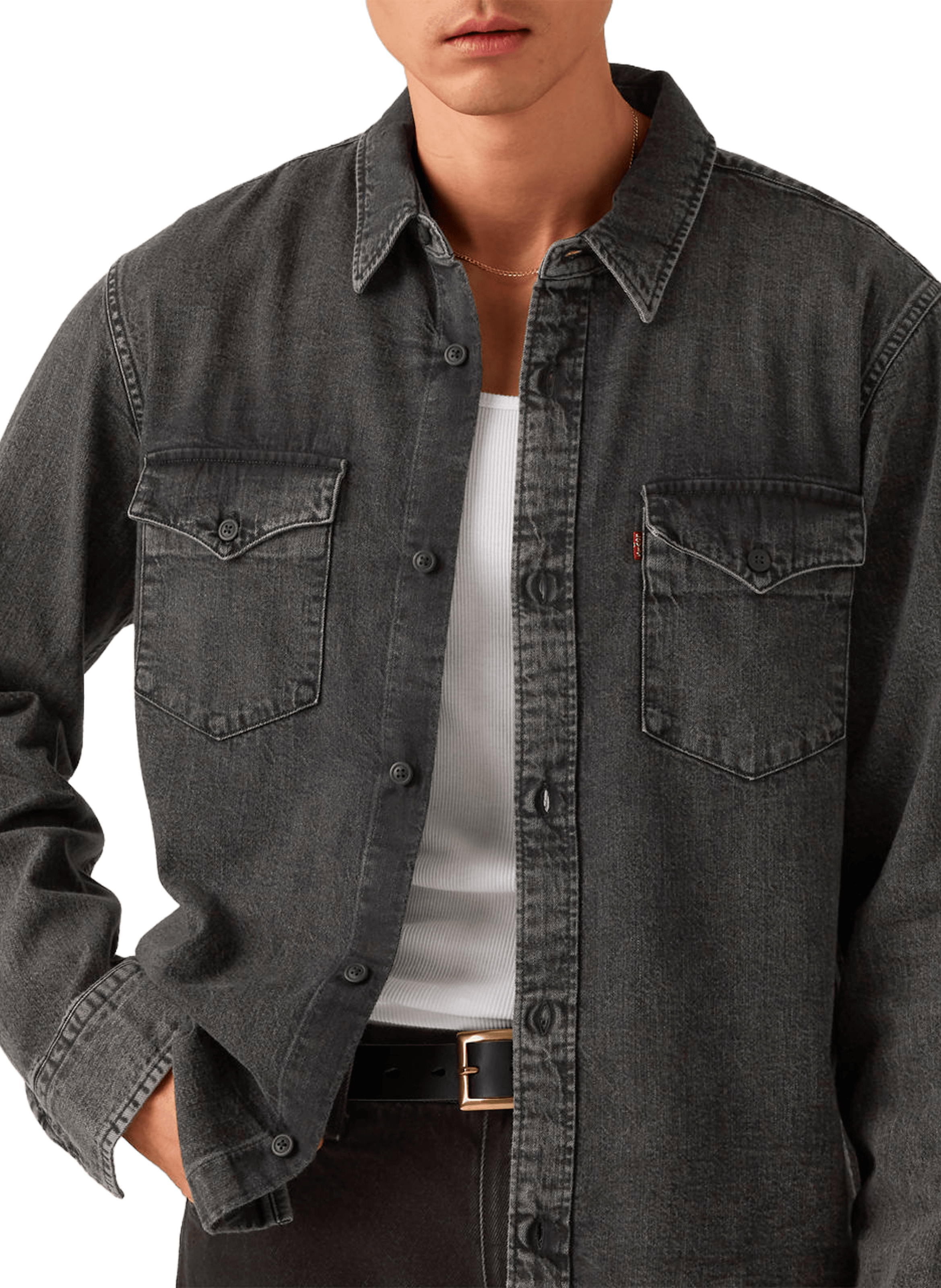 Straight cotton denim overshirt LEVI'S Black