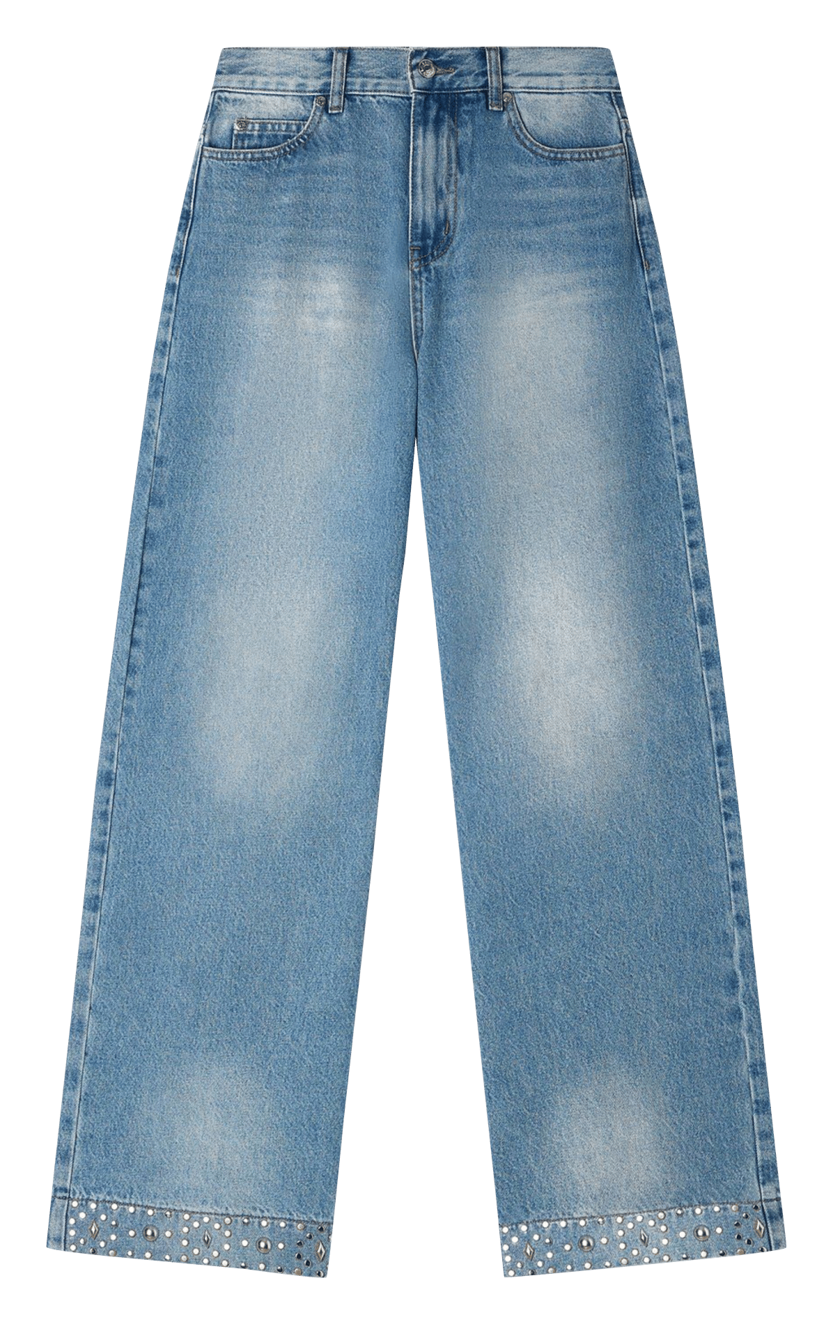 Jean taille haute délavé à clous SANDRO Bleu