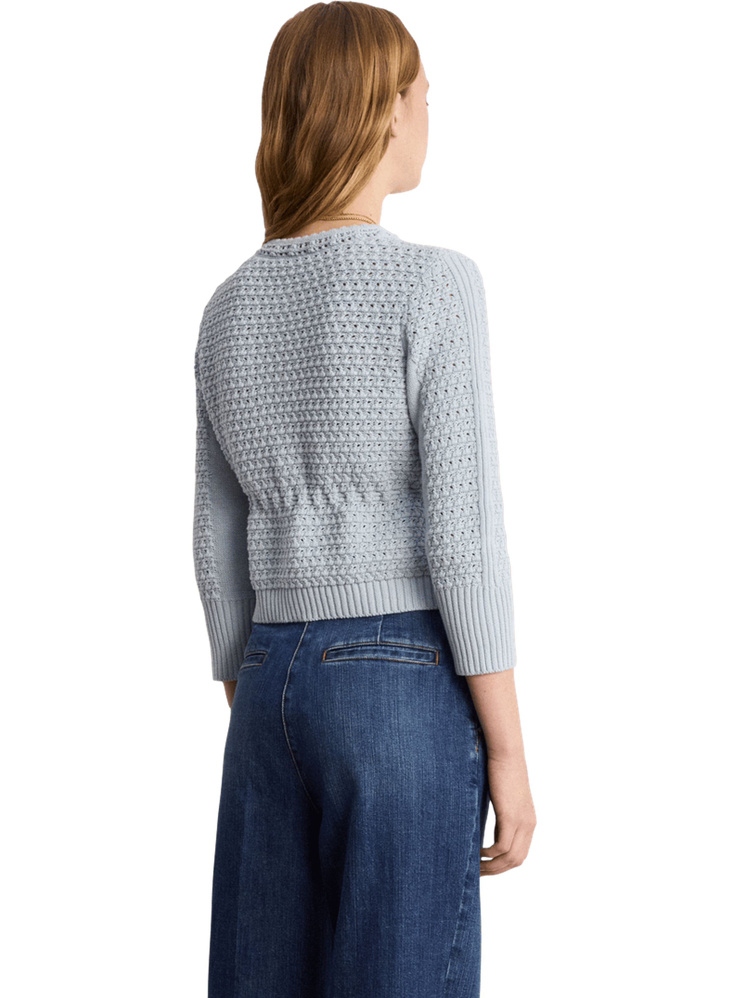 Gilet en crochet à lacet - liliane PABLO Bleu