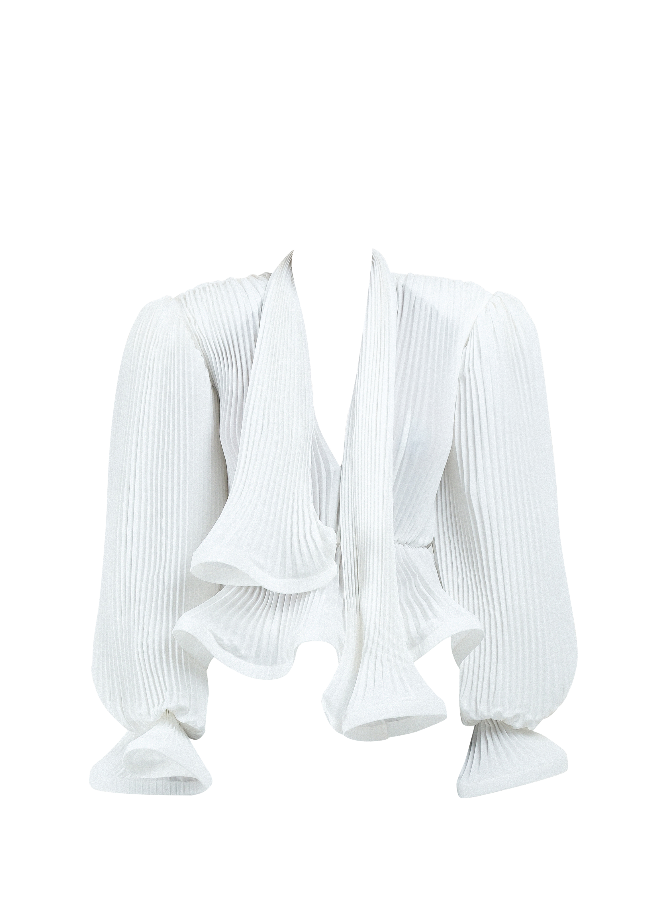 Pleated top with long sleeves ROWEN ROSE White