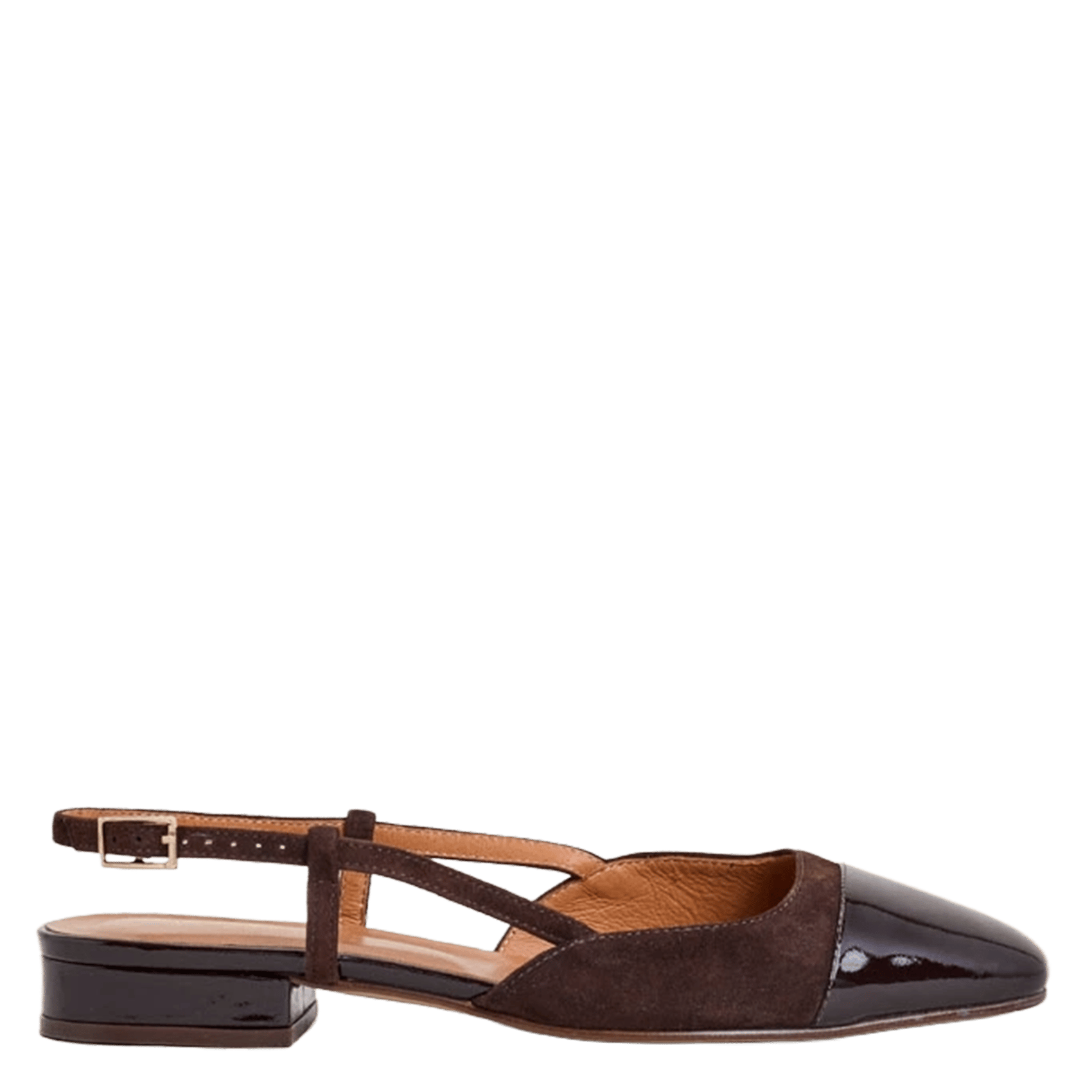 Ballerines en cuir bi-matière dhapou JONAK Marron