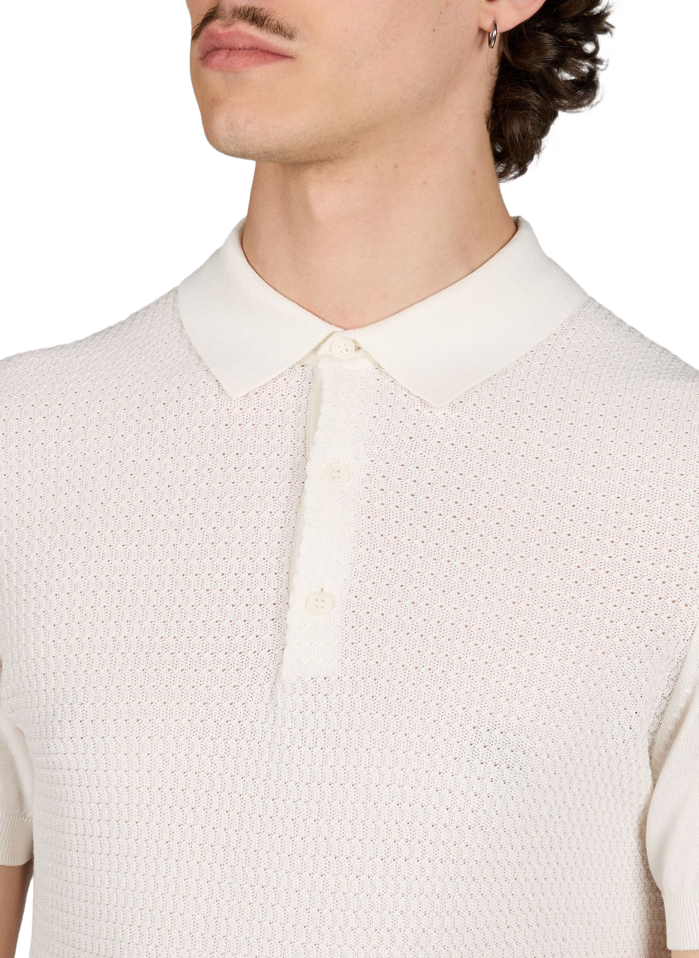 Short-sleeved ribbed cotton polo STRELLSON Beige