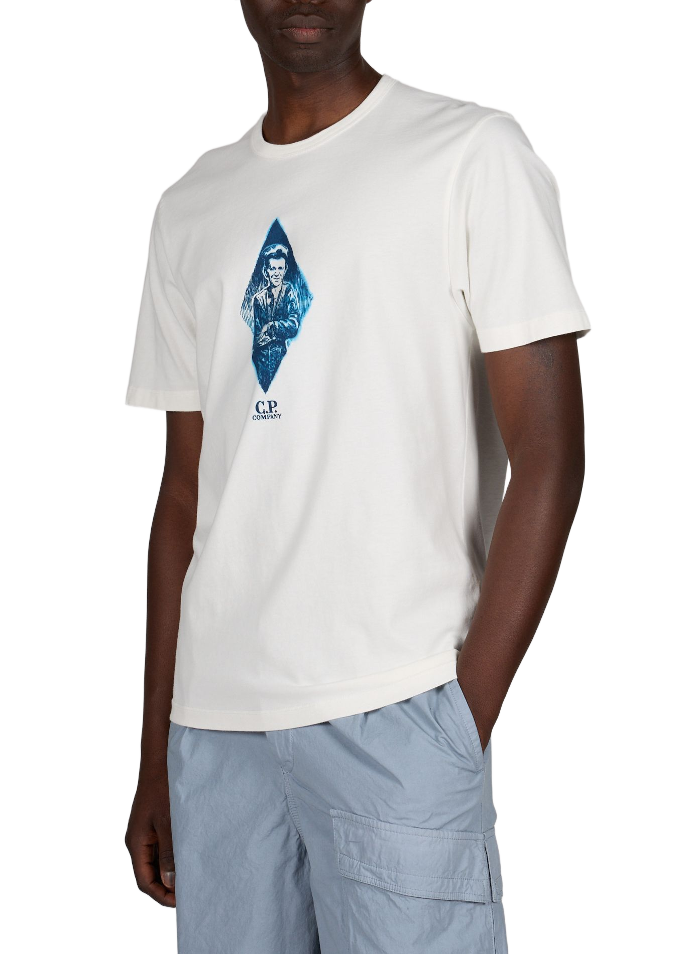 Straight printed cotton T-shirt CP COMPANY White