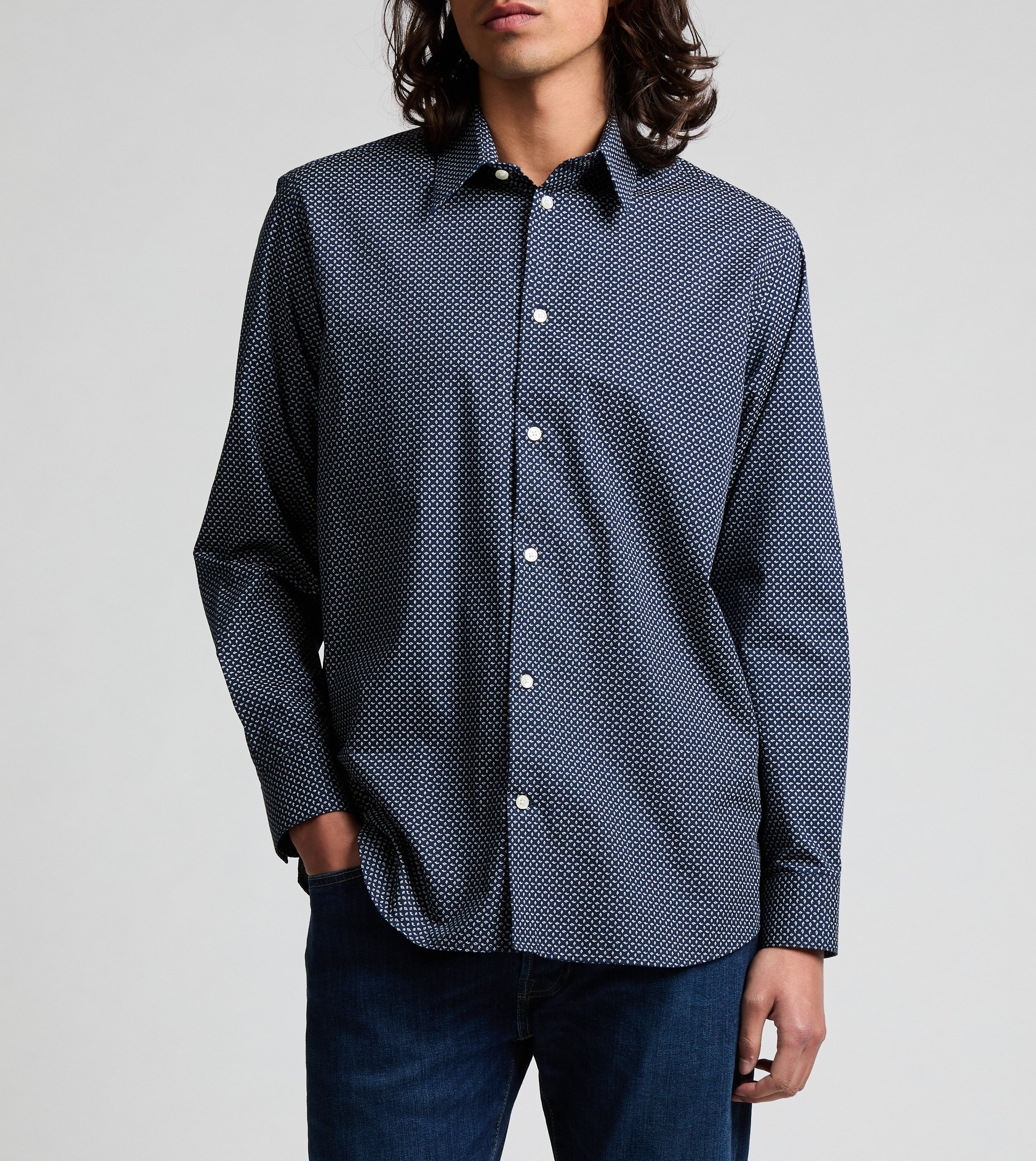 Straight shirt with Fasseti pattern AU PRINTEMPS PARIS Blue