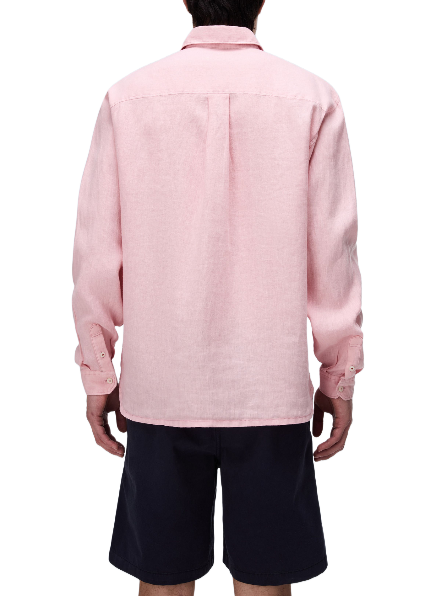 Chemise droite à manches longues en lin NAPAPIJRI Rose
