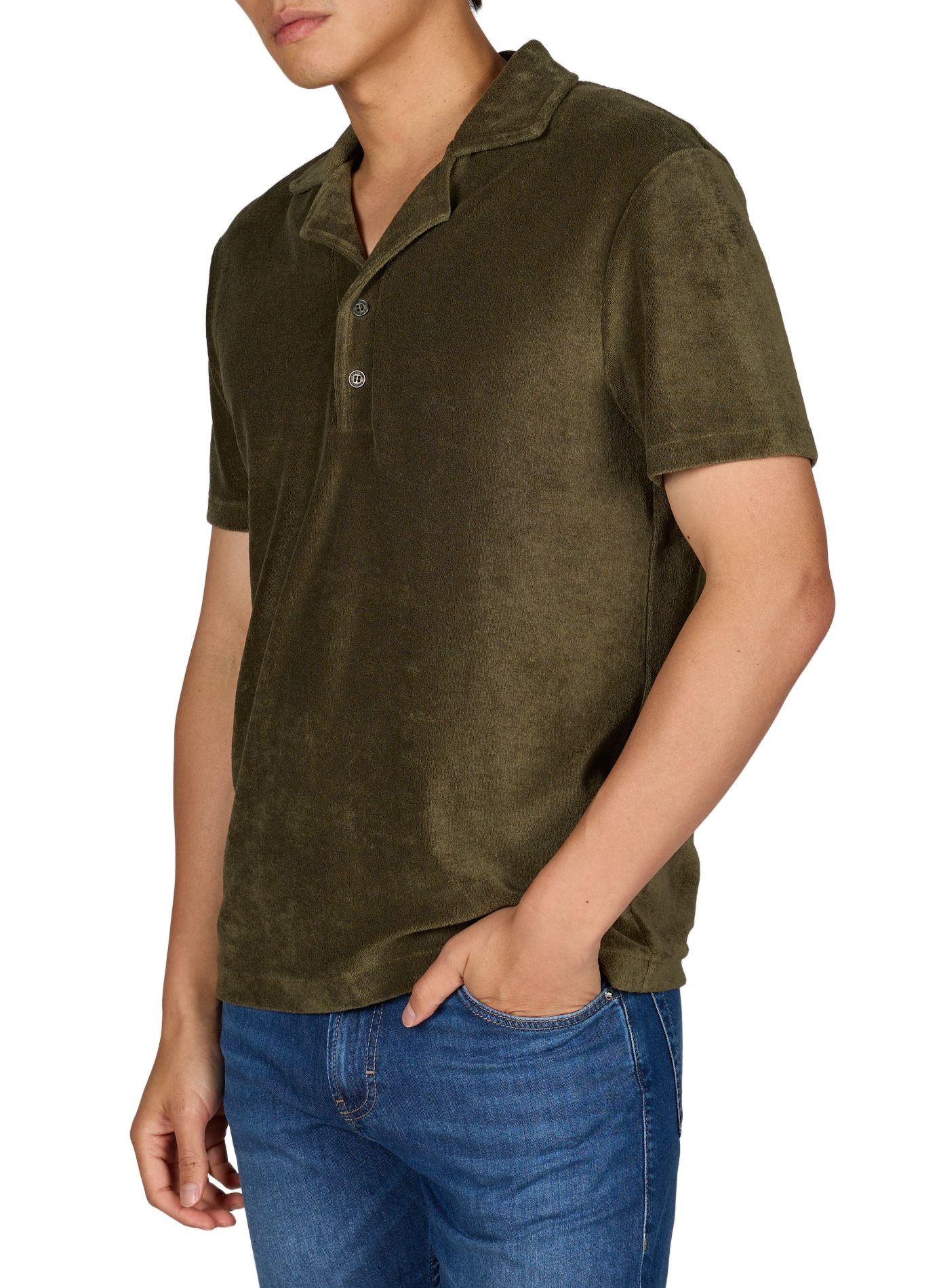 Short-sleeved cotton blend terry cloth polo STRELLSON Khaki