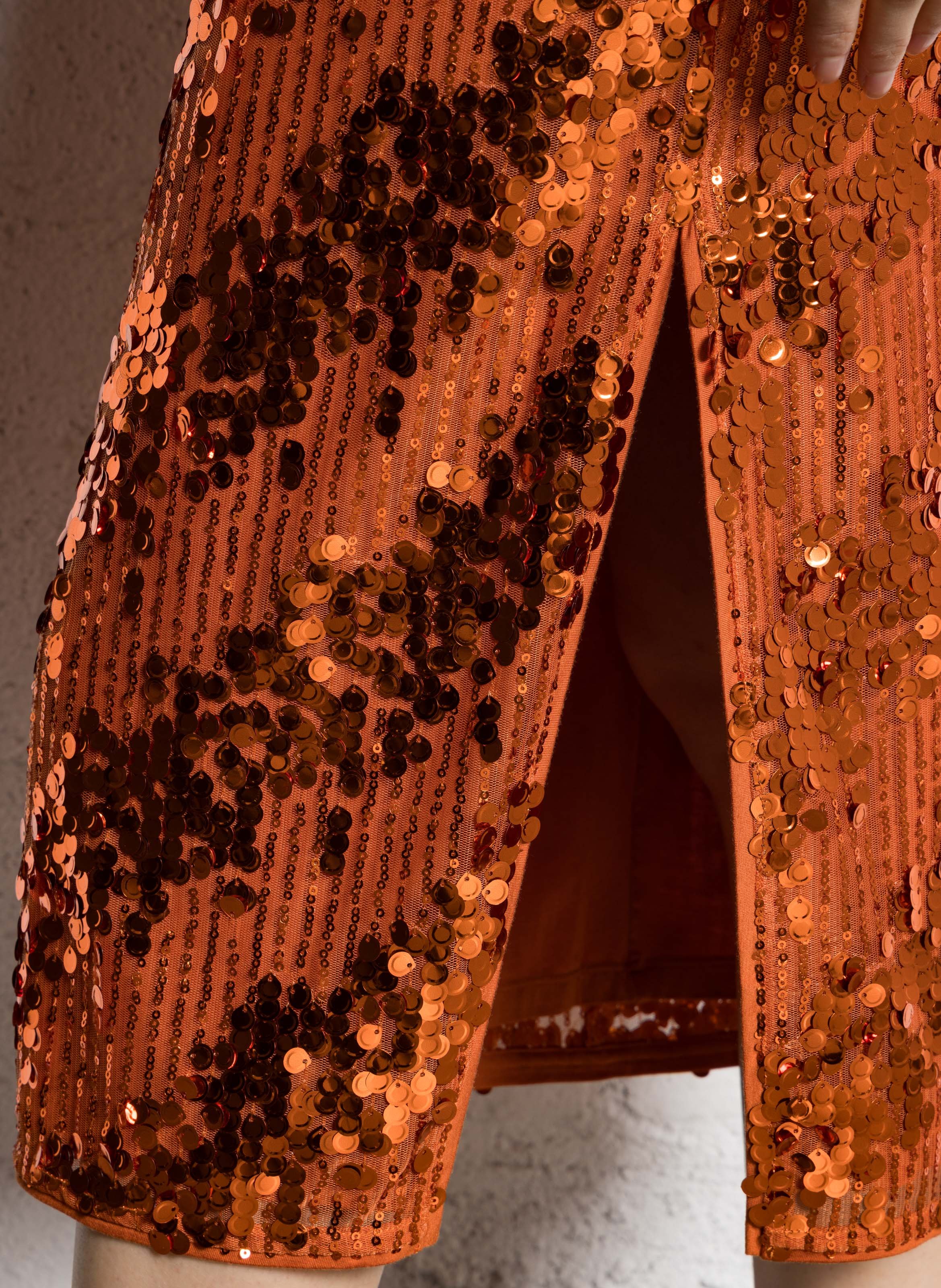 Jupe midi à sequins IKKS Orange