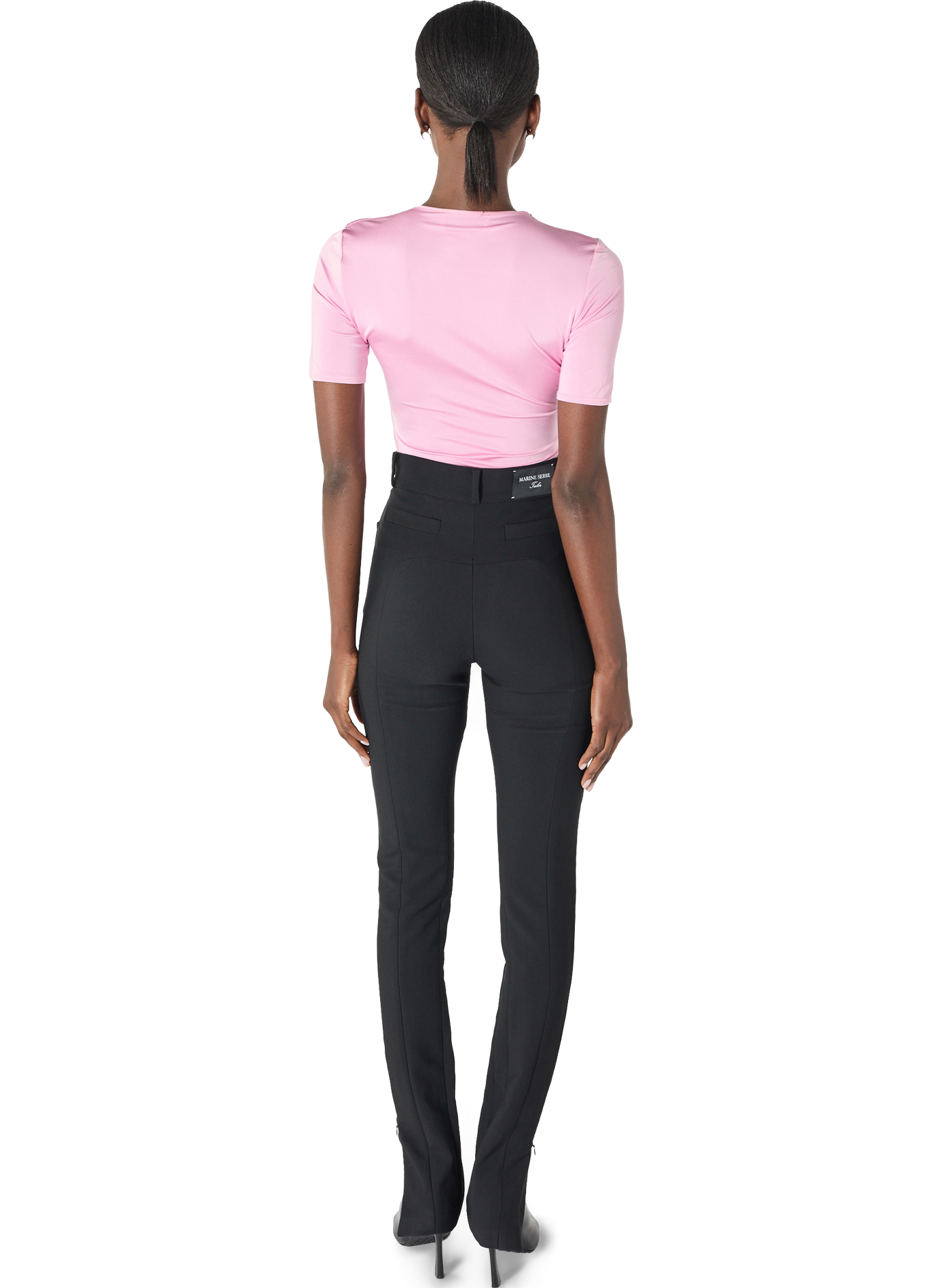 Pantalon tailleur slim flim aux lignes sculpturales MARINE SERRE Noir