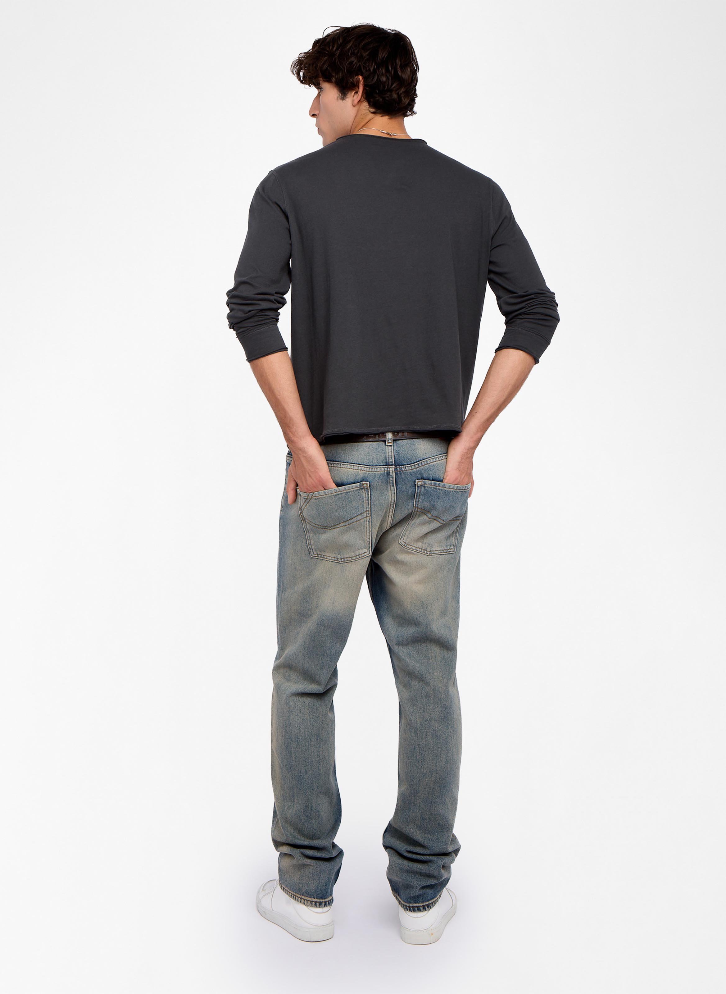 Tee-shirt droit col tunisien en coton monastir ZADIG&VOLTAIRE Gris