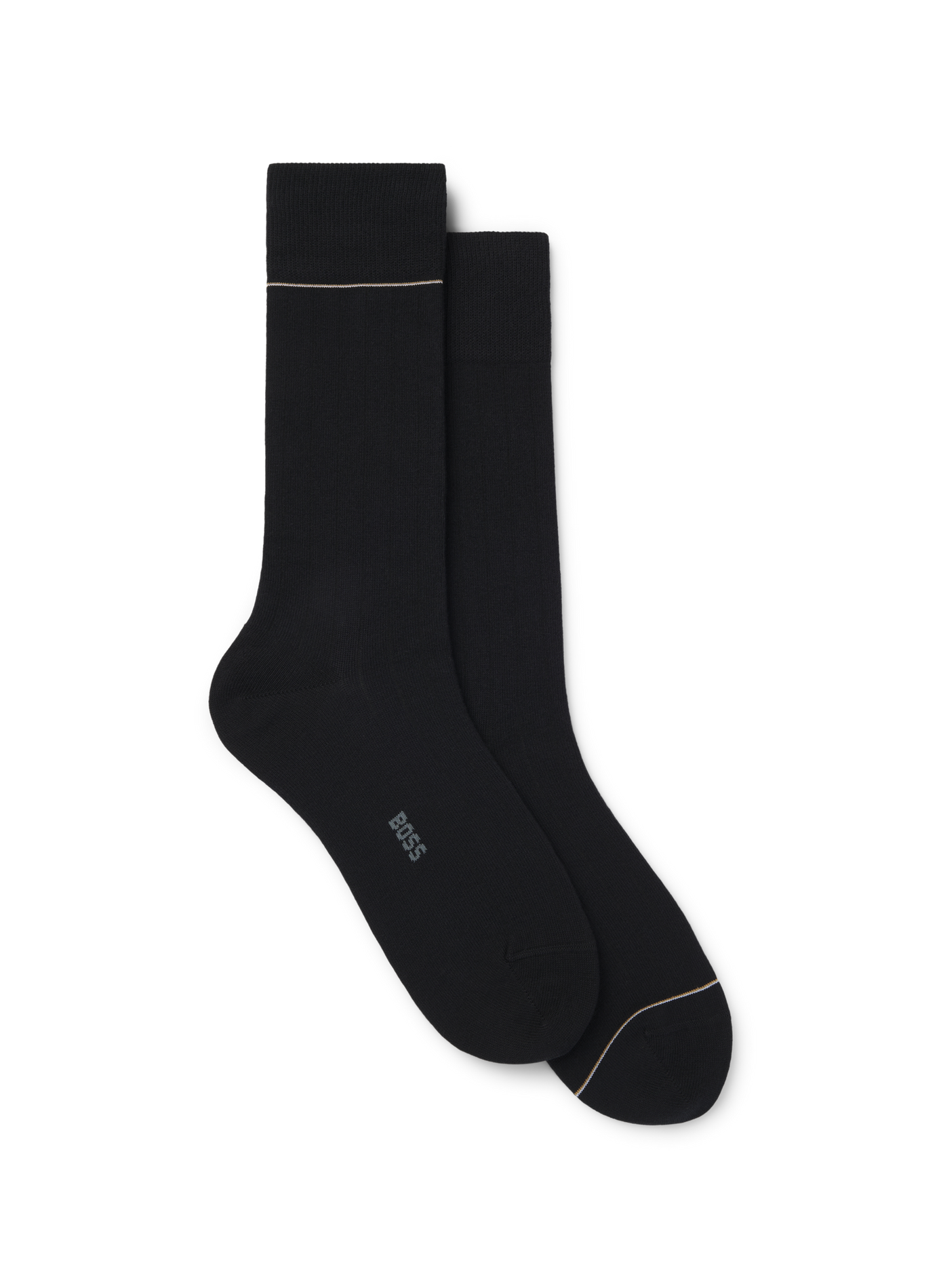 Mid-calf socks with embroidered trim in blended cotton BOSS Black