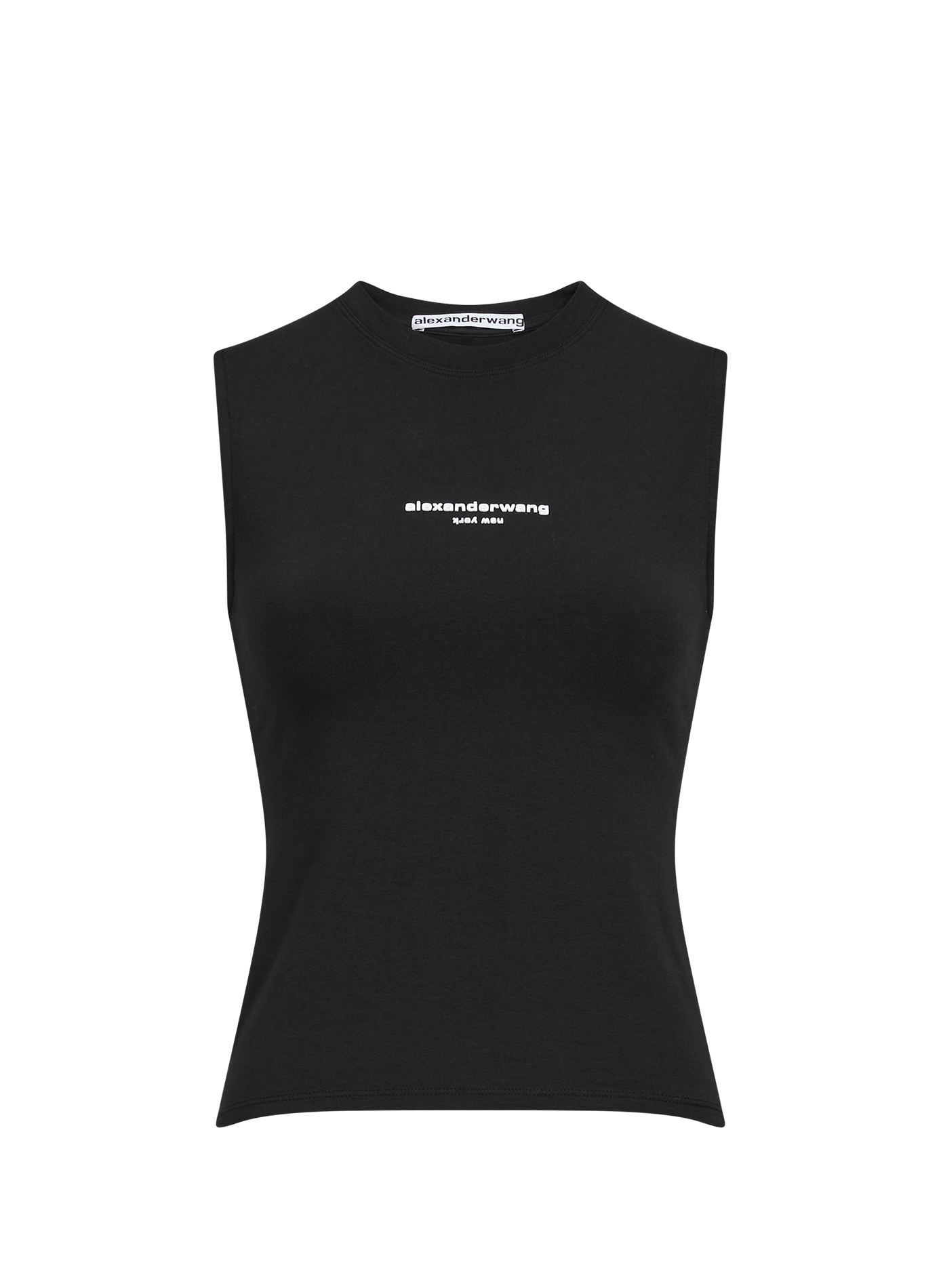 Round neck tank top in blended cotton ALEXANDER WANG Black