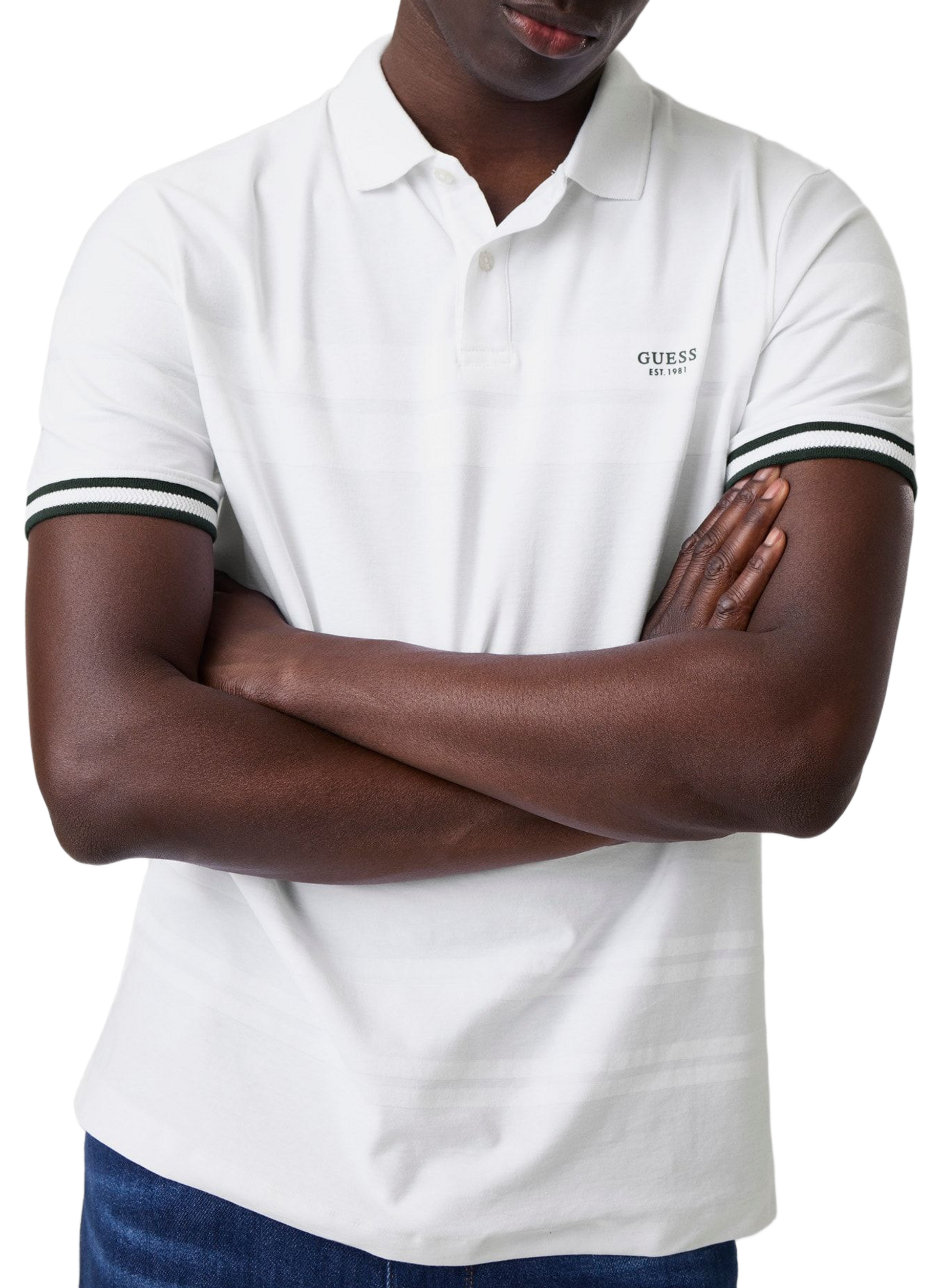 Short-sleeved polo shirt in blended cotton GUESS White