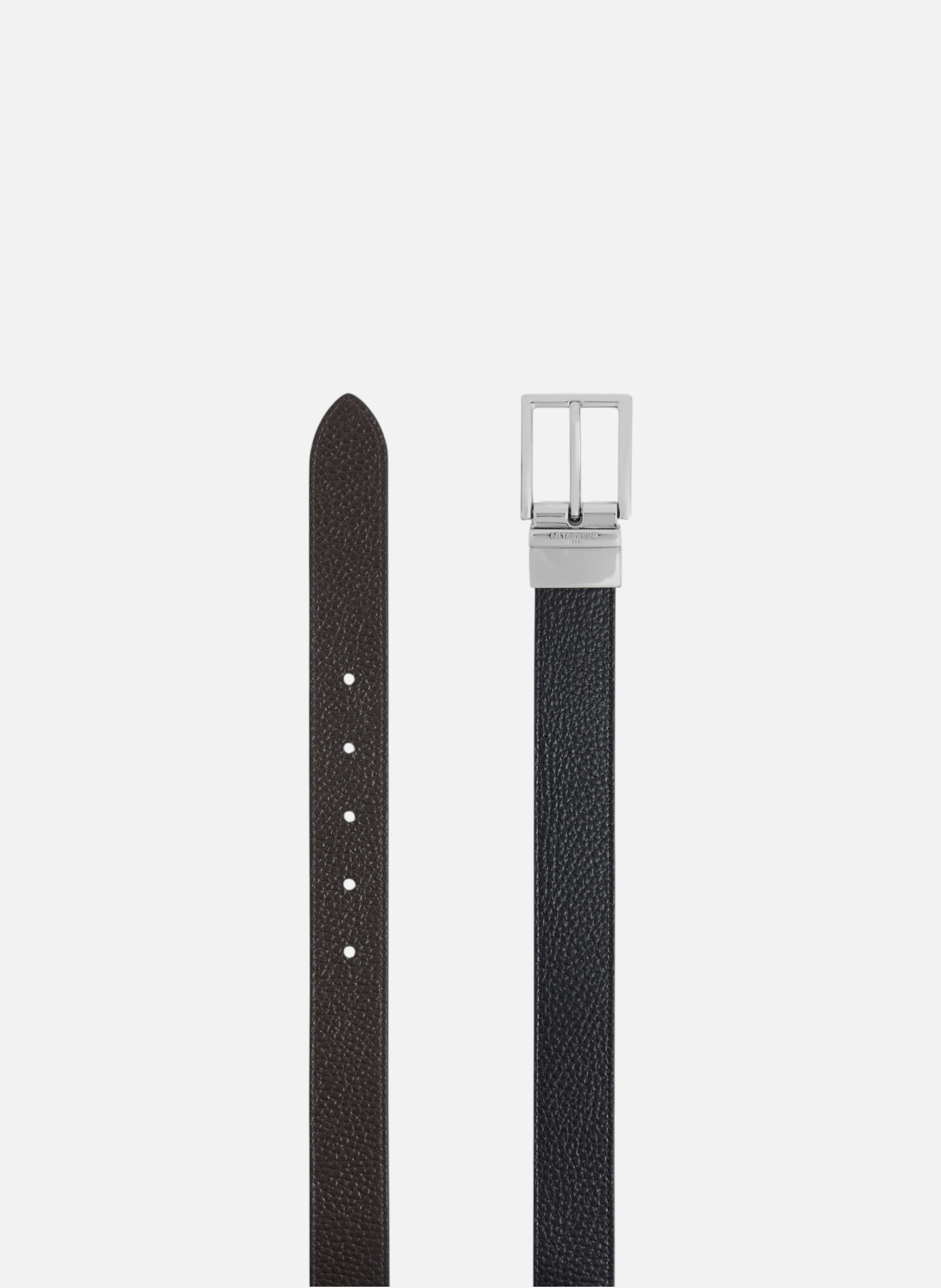Ceinture réversible avec boucle rectangle en cuir grainé LE TANNEUR Noir