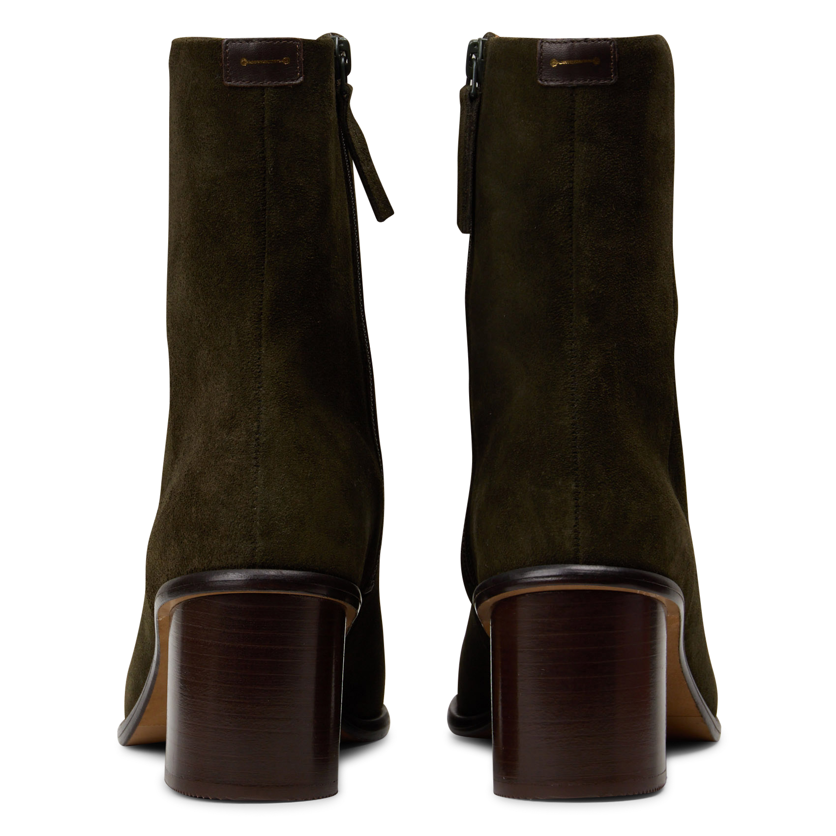 Bottines zippées en cuir velours dada ANTHOLOGY Vert