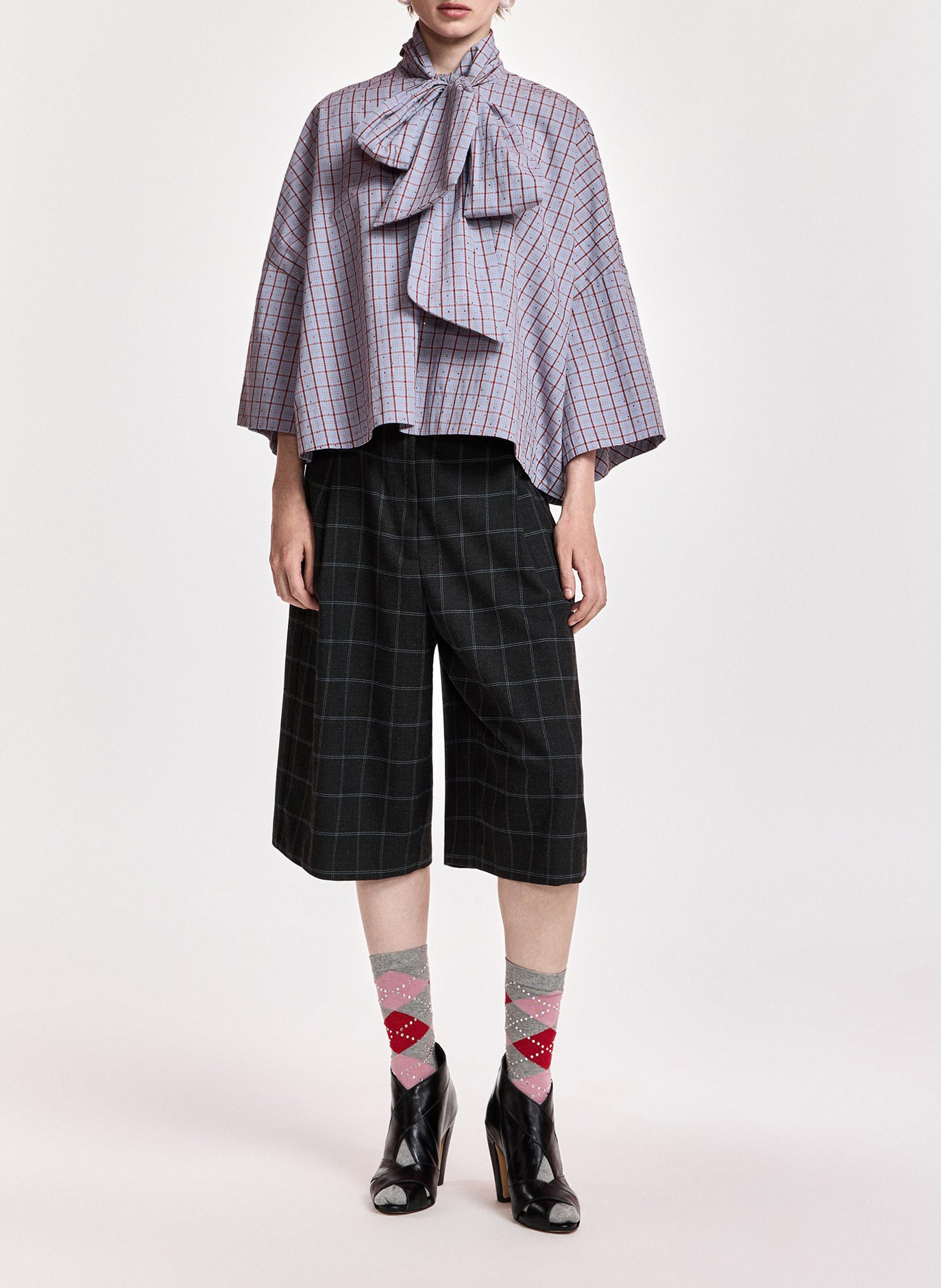 Top oversize col lavallière en coton kefir ESSENTIEL ANTWERP Bleu