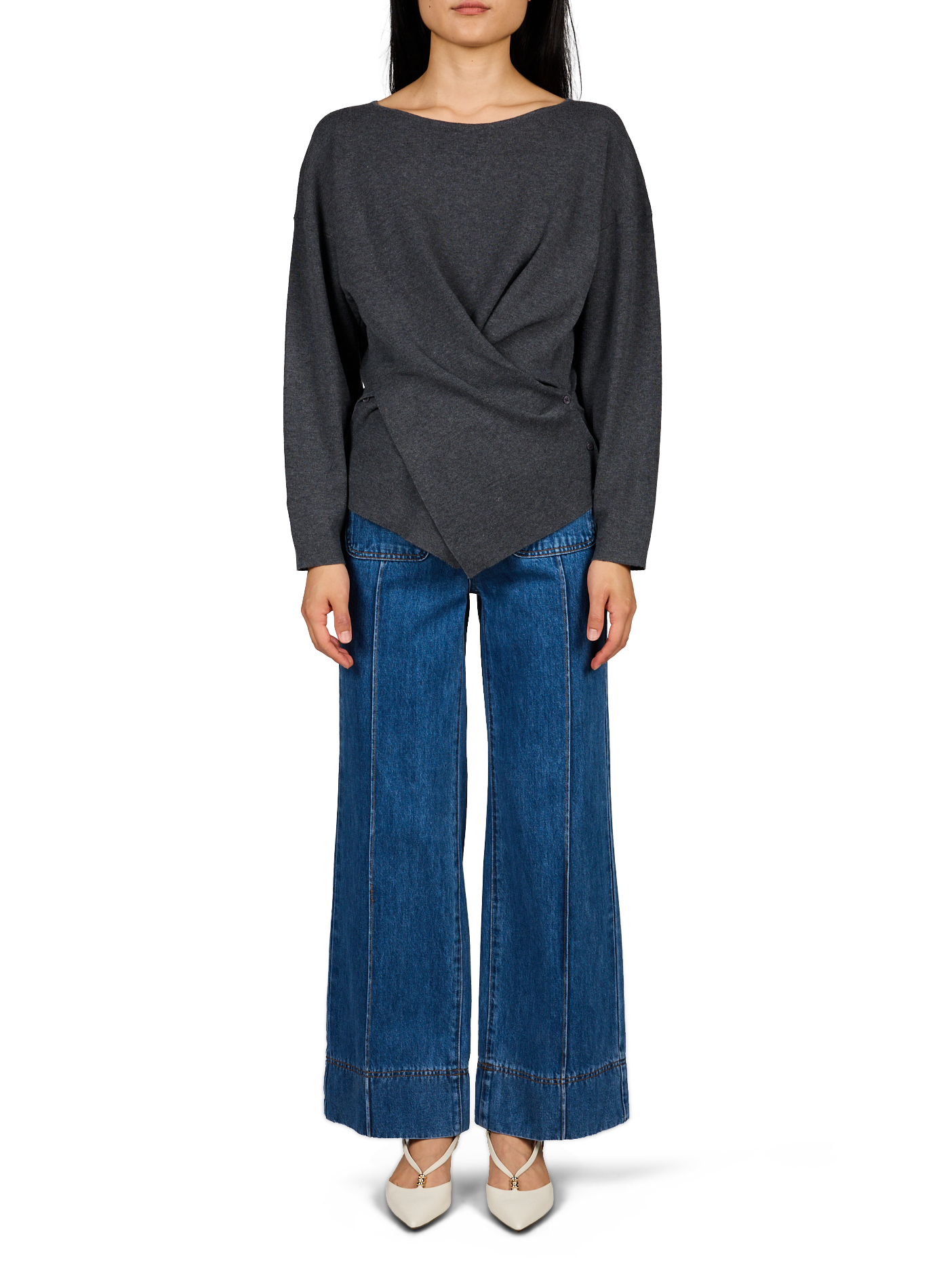 Rundhalsausschnitt-Pullover SUNCOO Grau