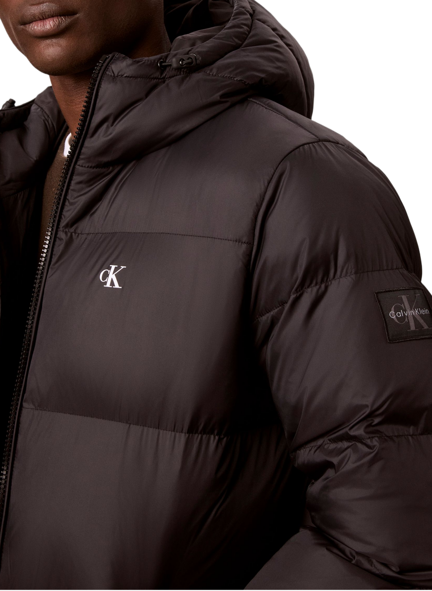 Langer Daunenmantel mit Kapuze CALVIN KLEIN Schwarz