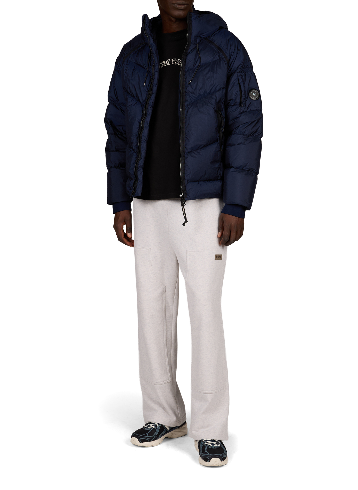 Quilted hooded Down jacket CP COMPANY Blue
