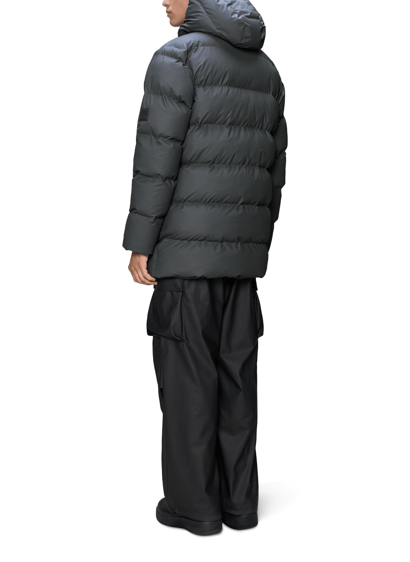Hooded padded jacket | Grey RAINS Men