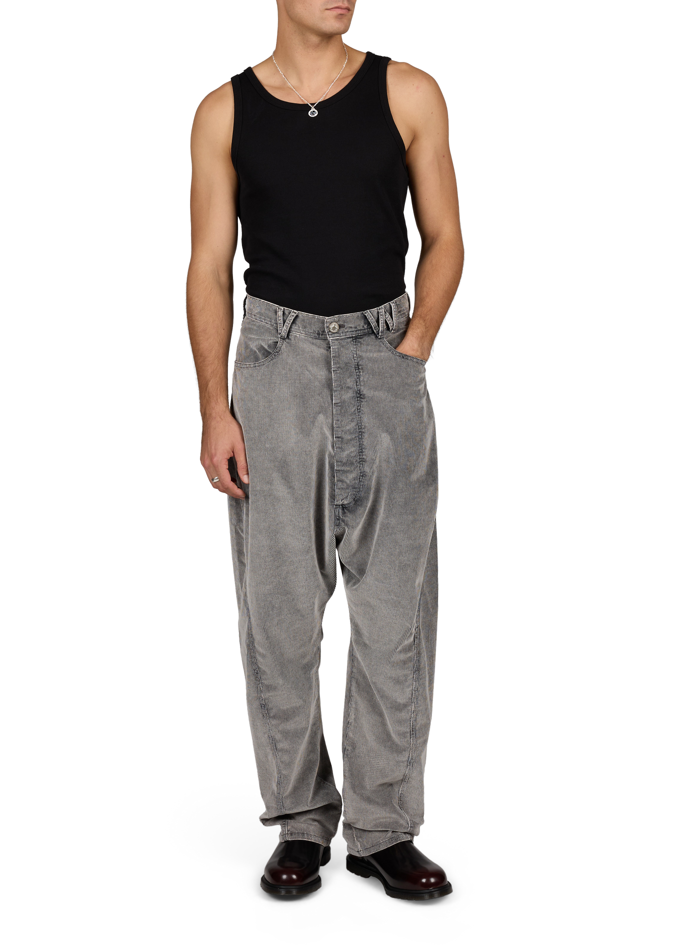 Wide-leg ribbed cotton-blend jeans VIVIENNE WESTWOOD Grey