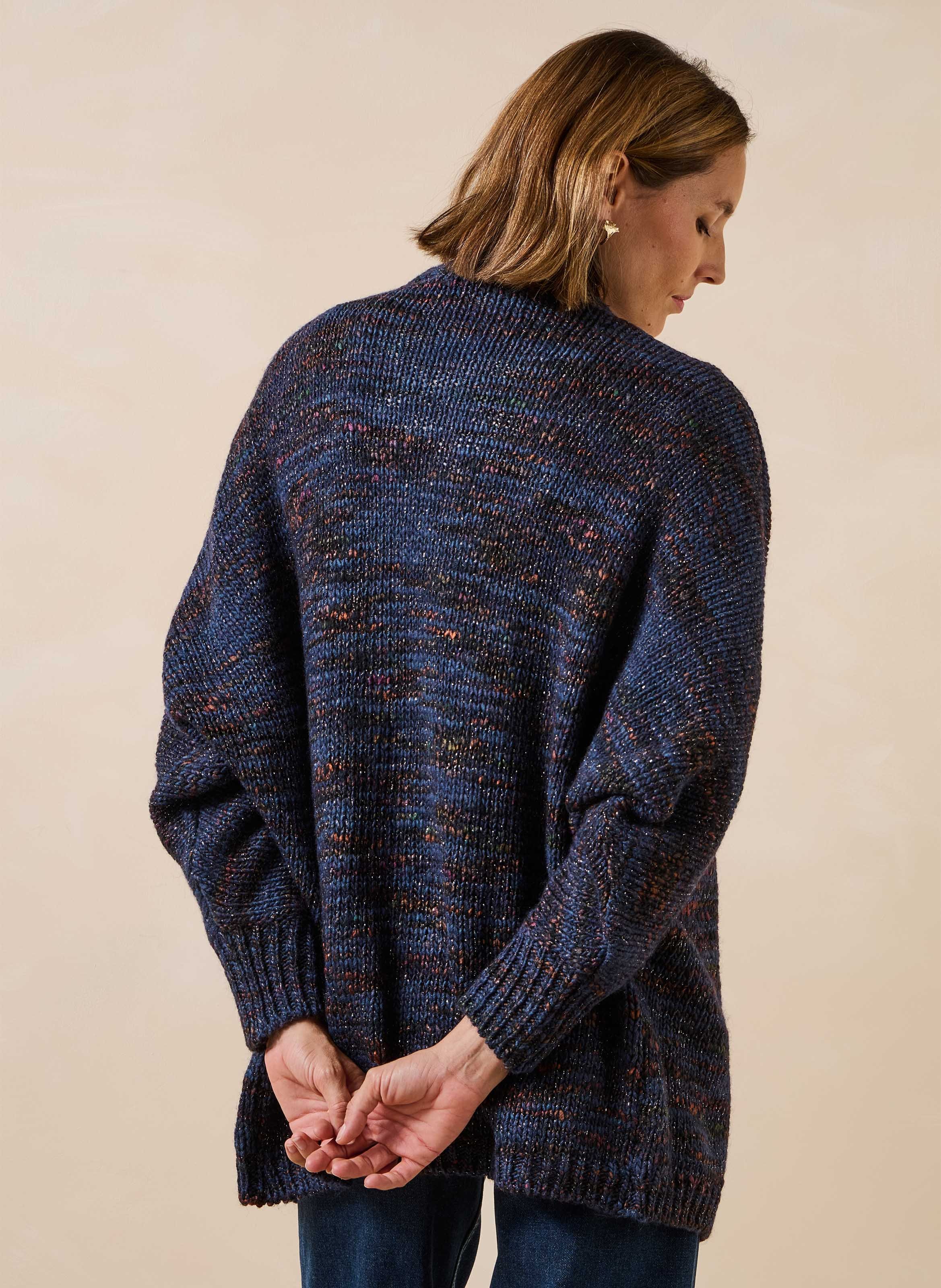 Halflang vest van meerkleurig breisel LA FEE MARABOUTEE Blauw