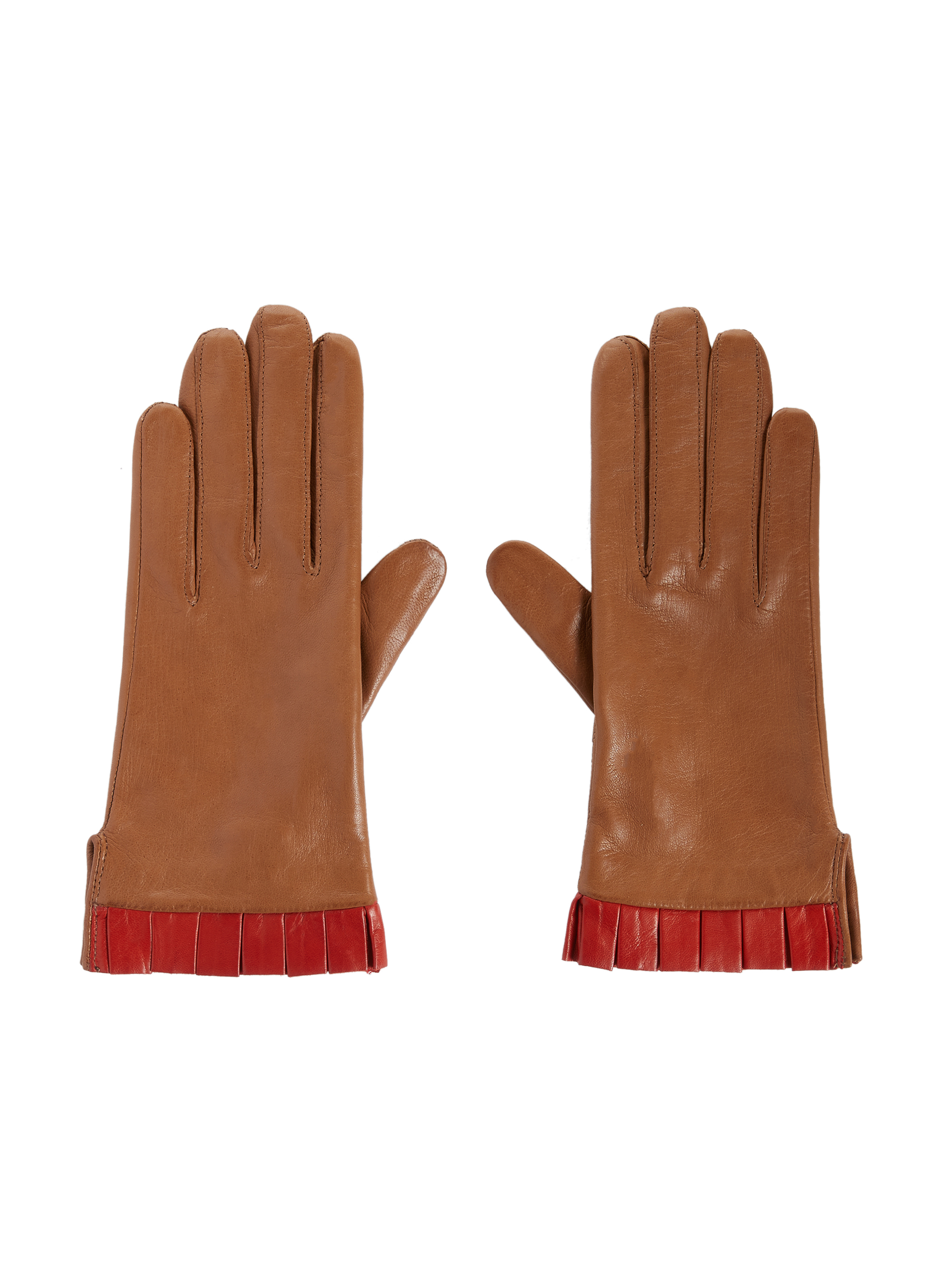 MAISON FABRE Gants Harpe en cuir Marron