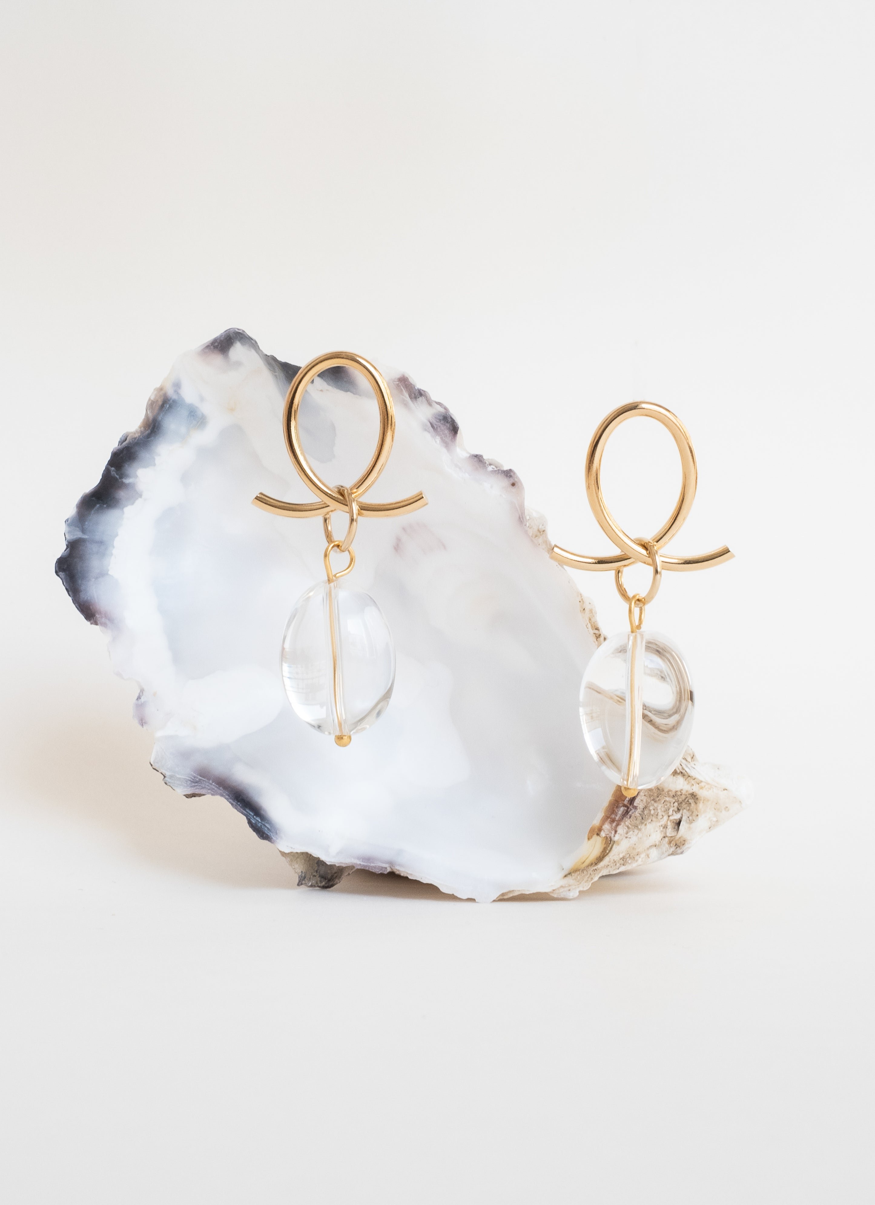 Boucles d'oreille luna cristal de roche argent 925 plaqué or ANNA SOTTILOTTA Doré