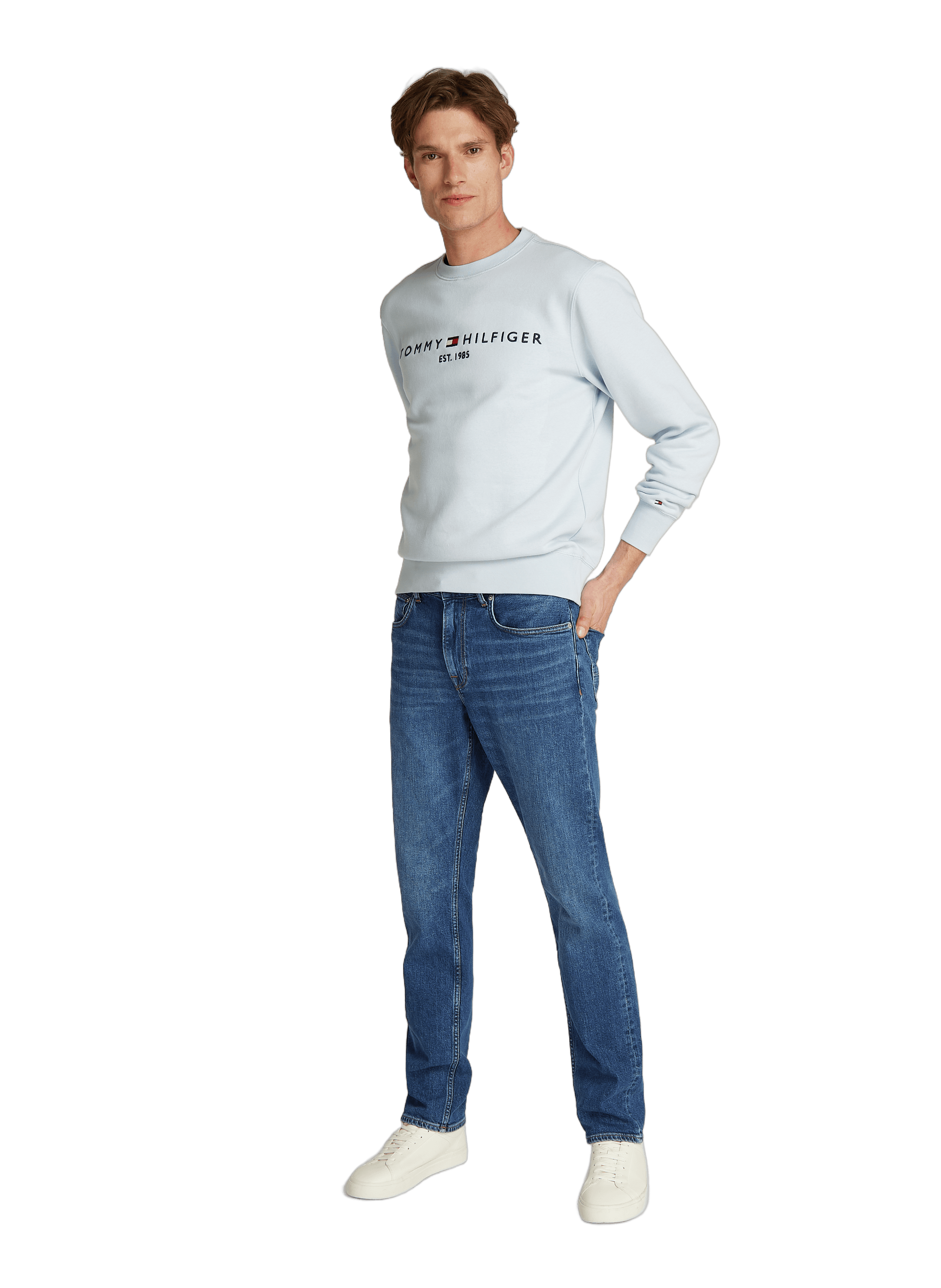 Jean droit en coton mélangé TOMMY HILFIGER Bleu