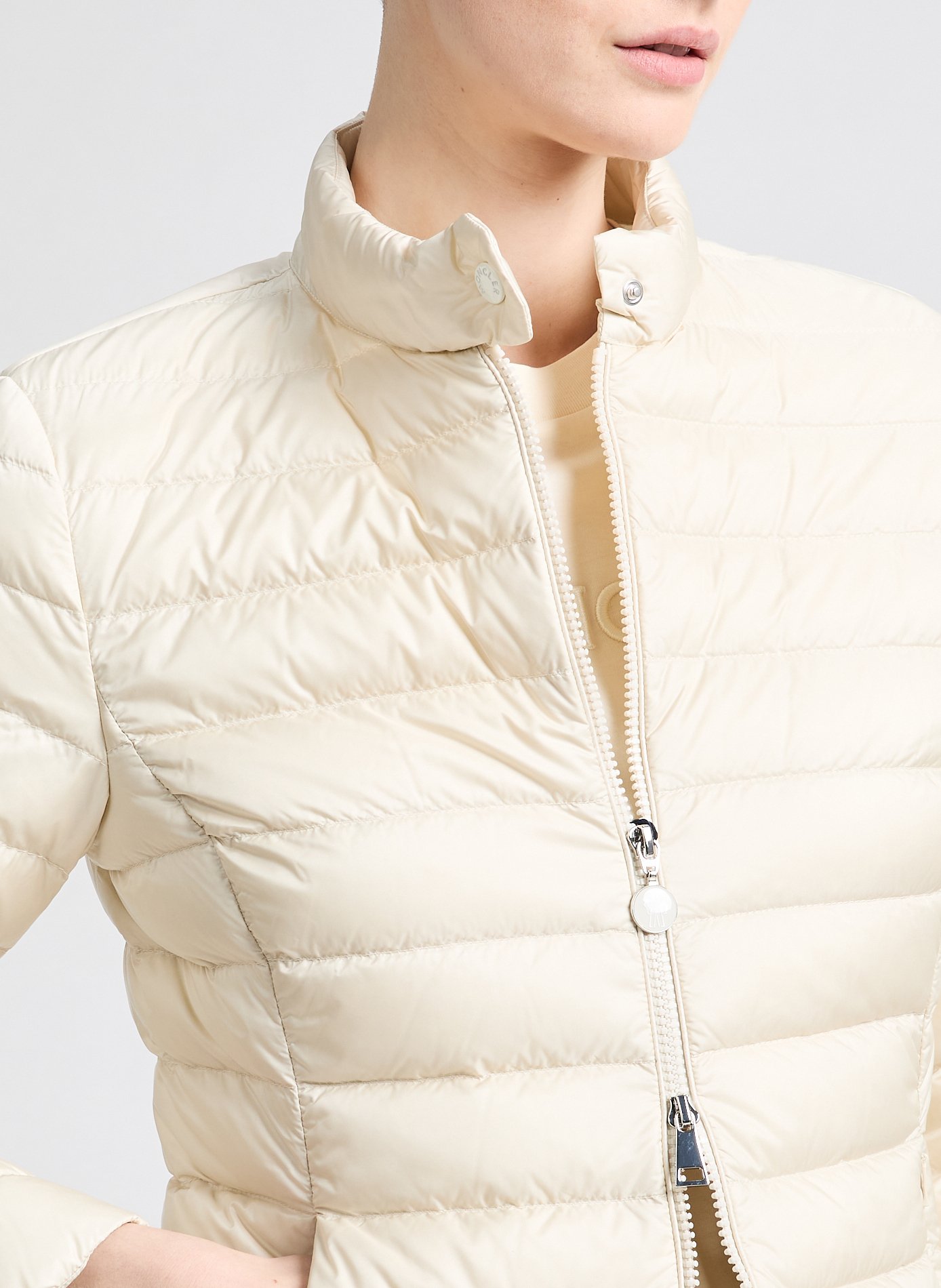 Short quilted down jacket MONCLER Beige