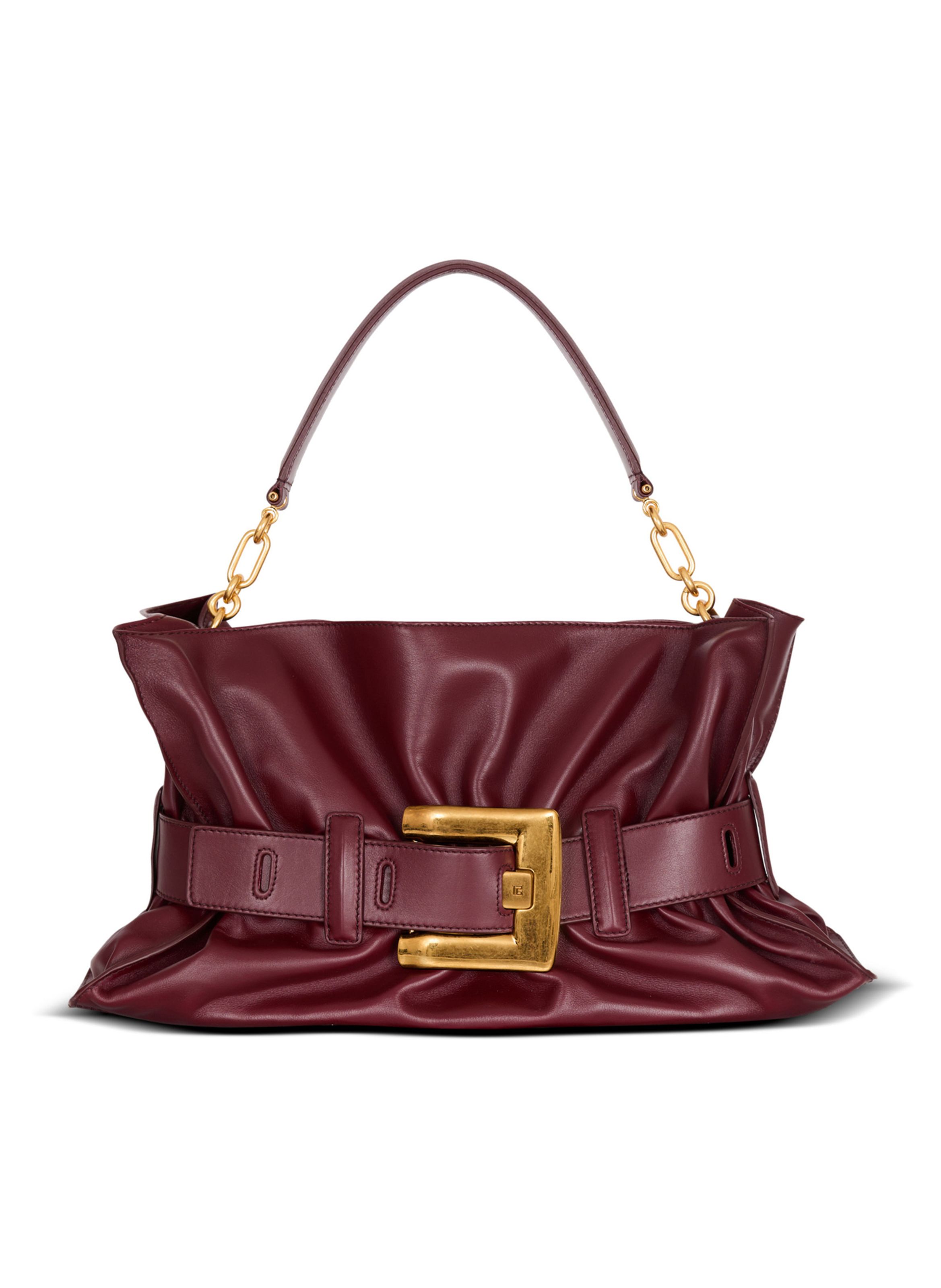 Sac anthem medium en cuir BALMAIN Marron