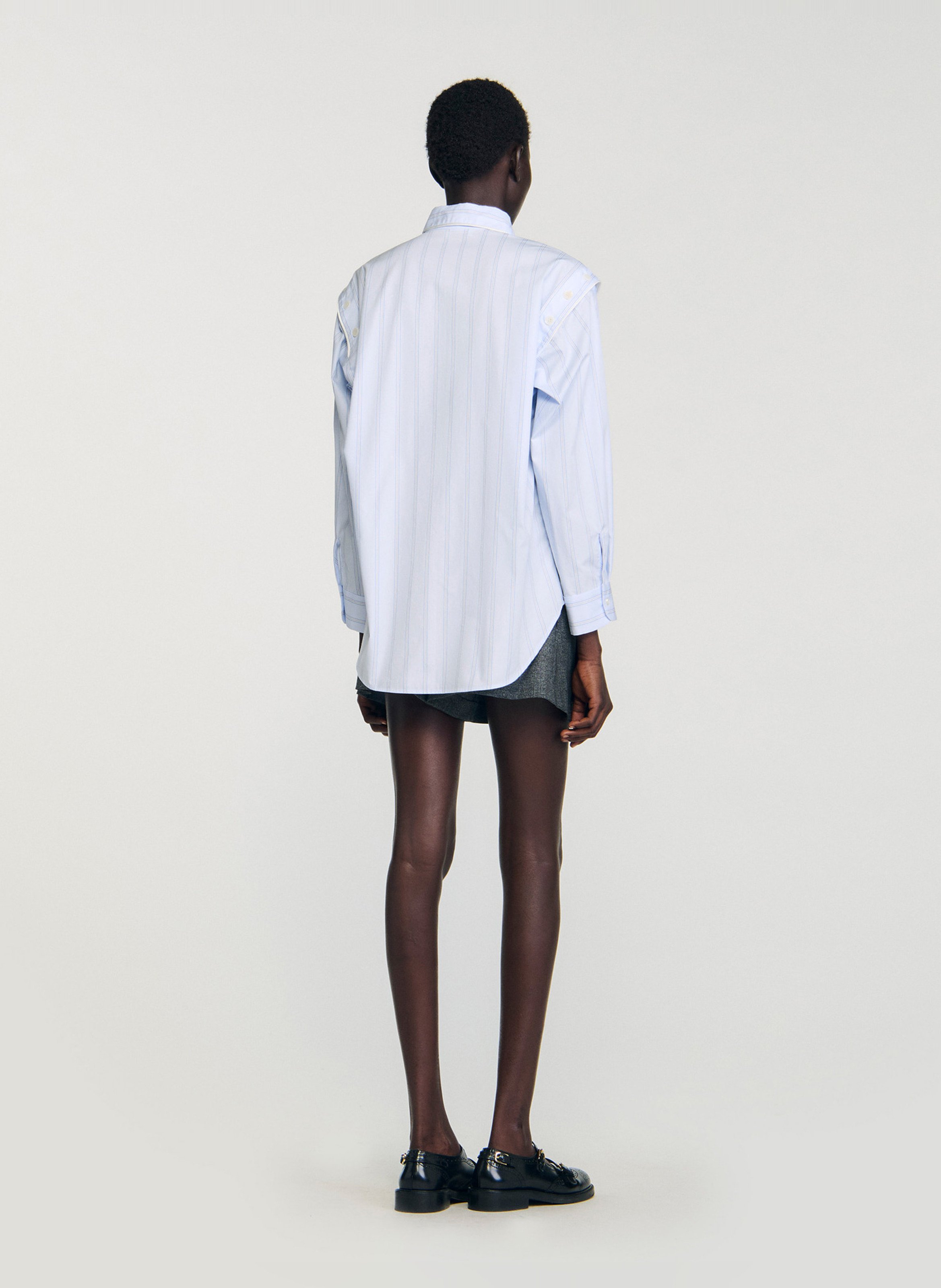 Chemise oversize col classique en coton rayé SANDRO Bleu