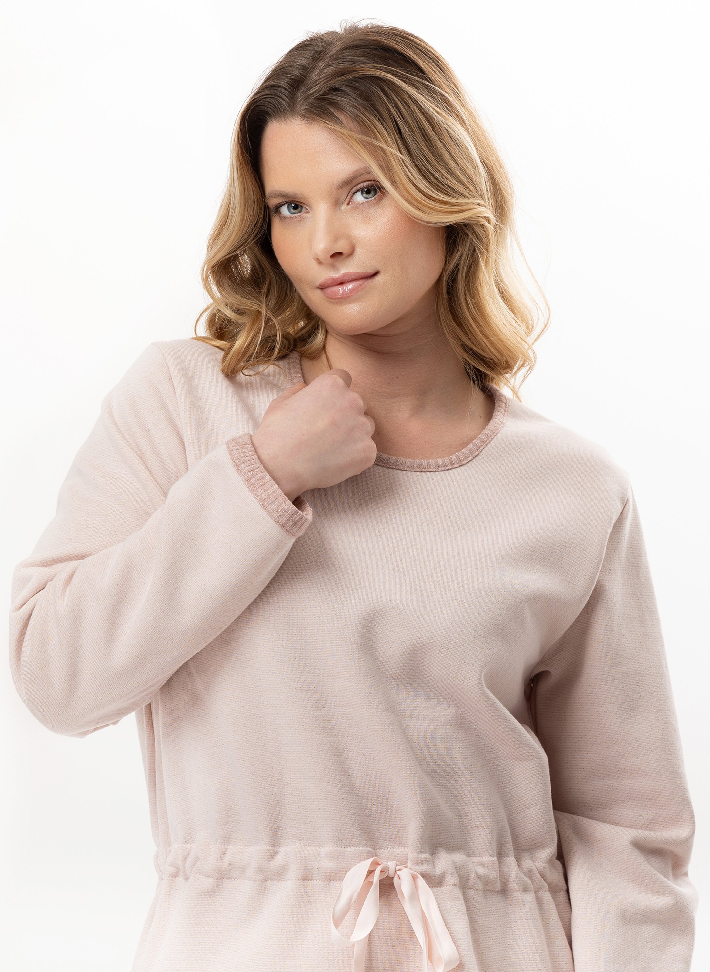 Ensemble homewear en molleton lurex eclat 124 Rose