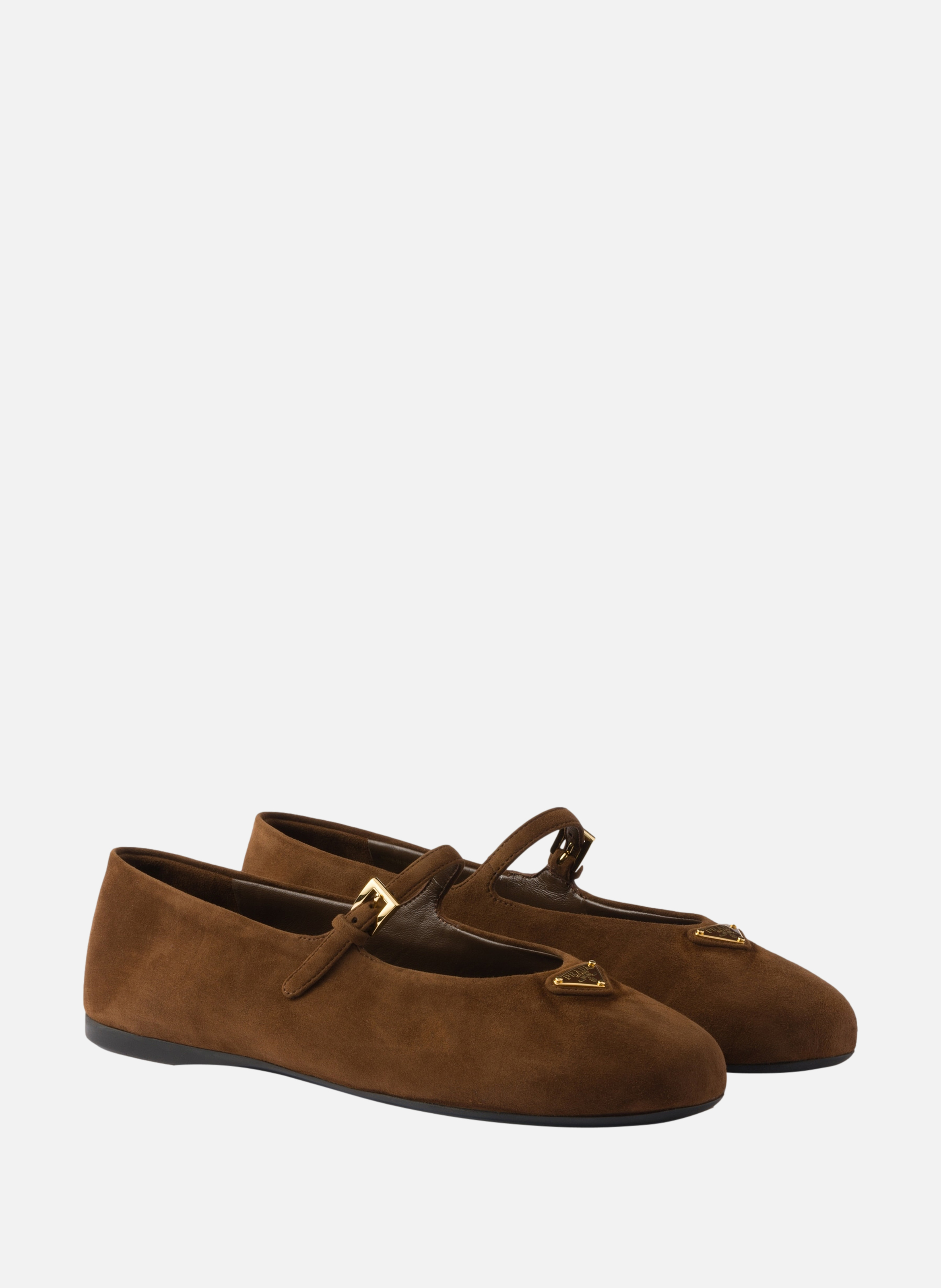 Ballerines en veau velours PRADA Marron