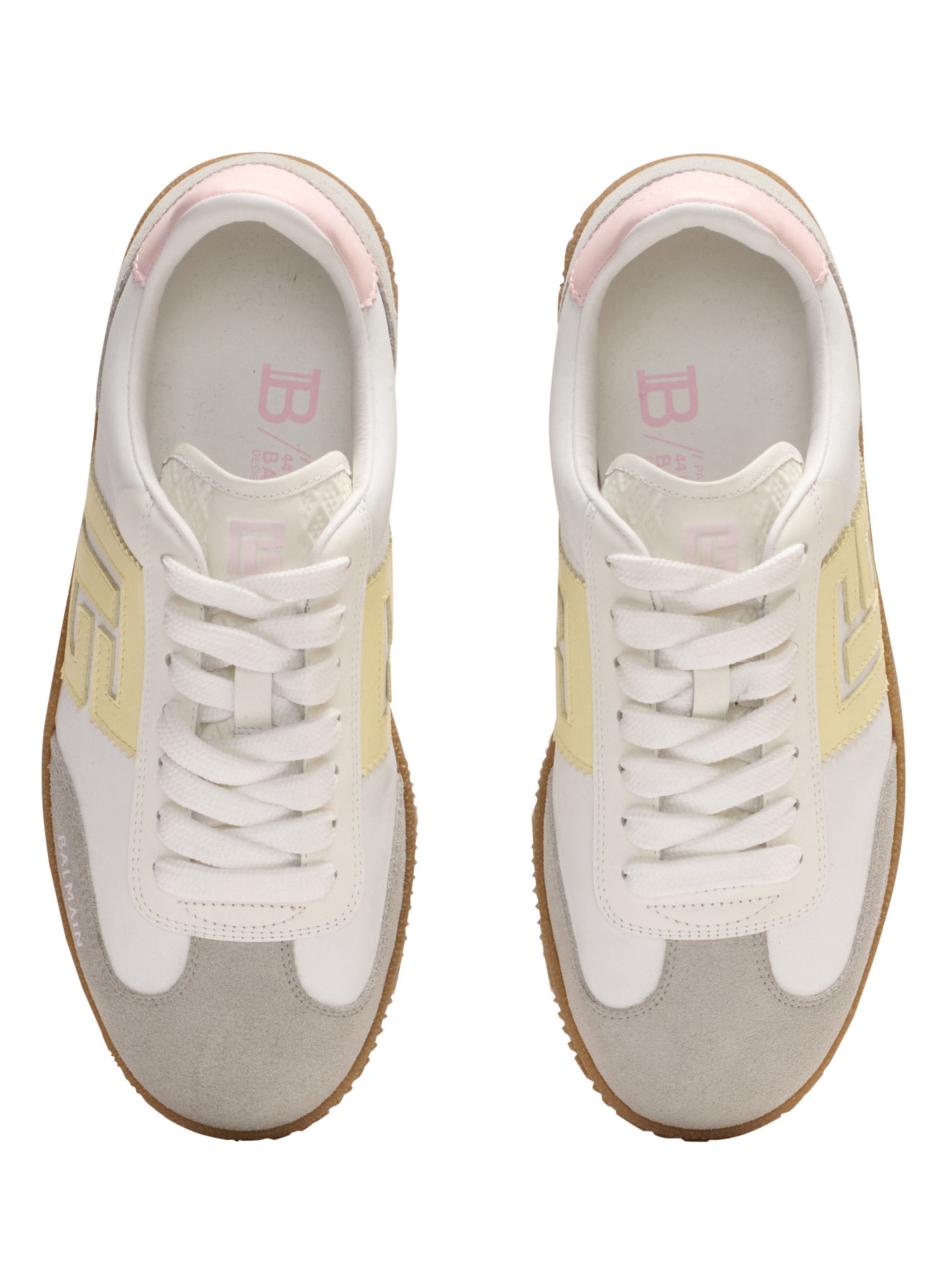 Baskets swan en cuir de veau et nylon BALMAIN Blanc