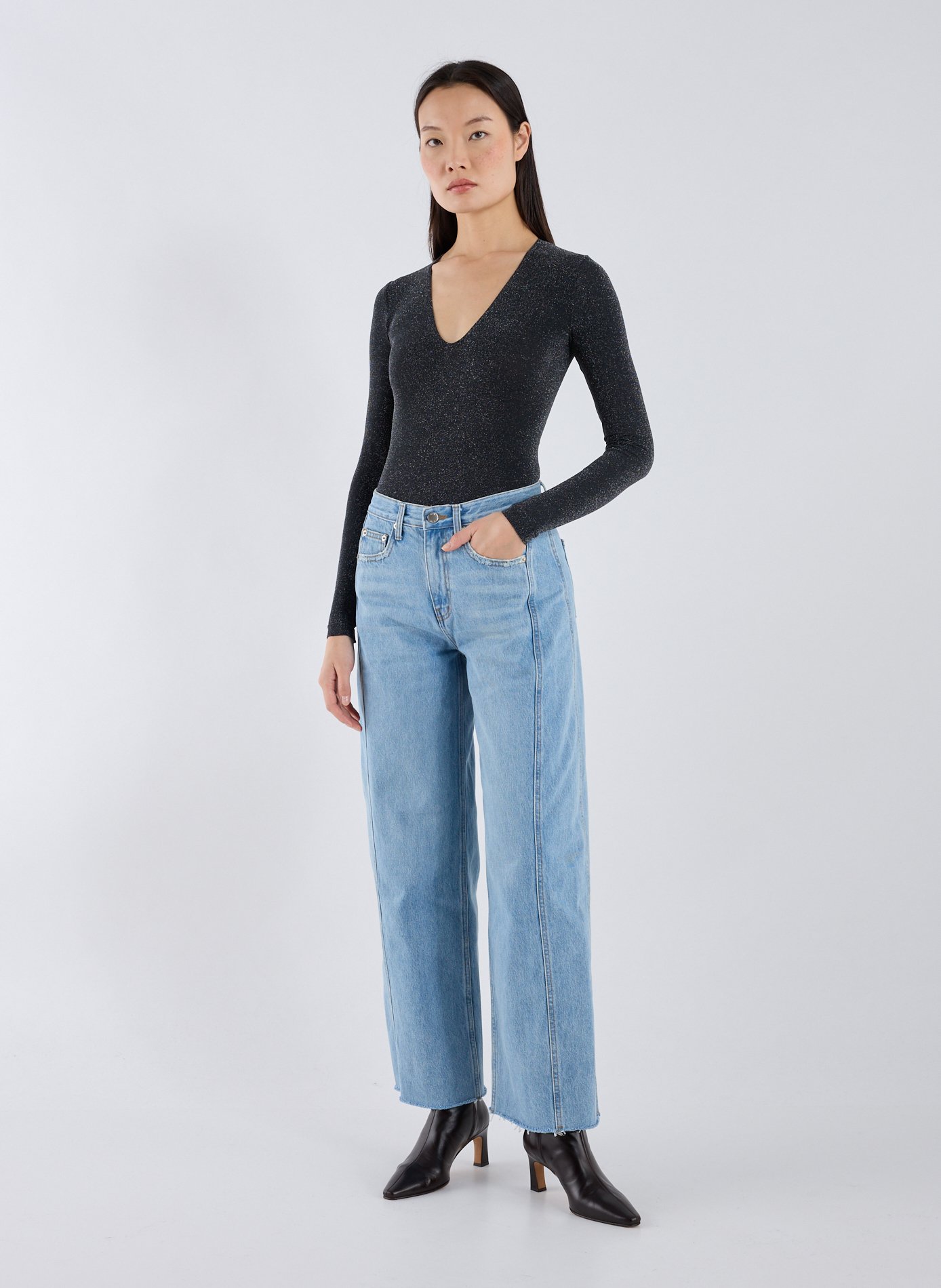 Jean droit en coton  R2W Bleu