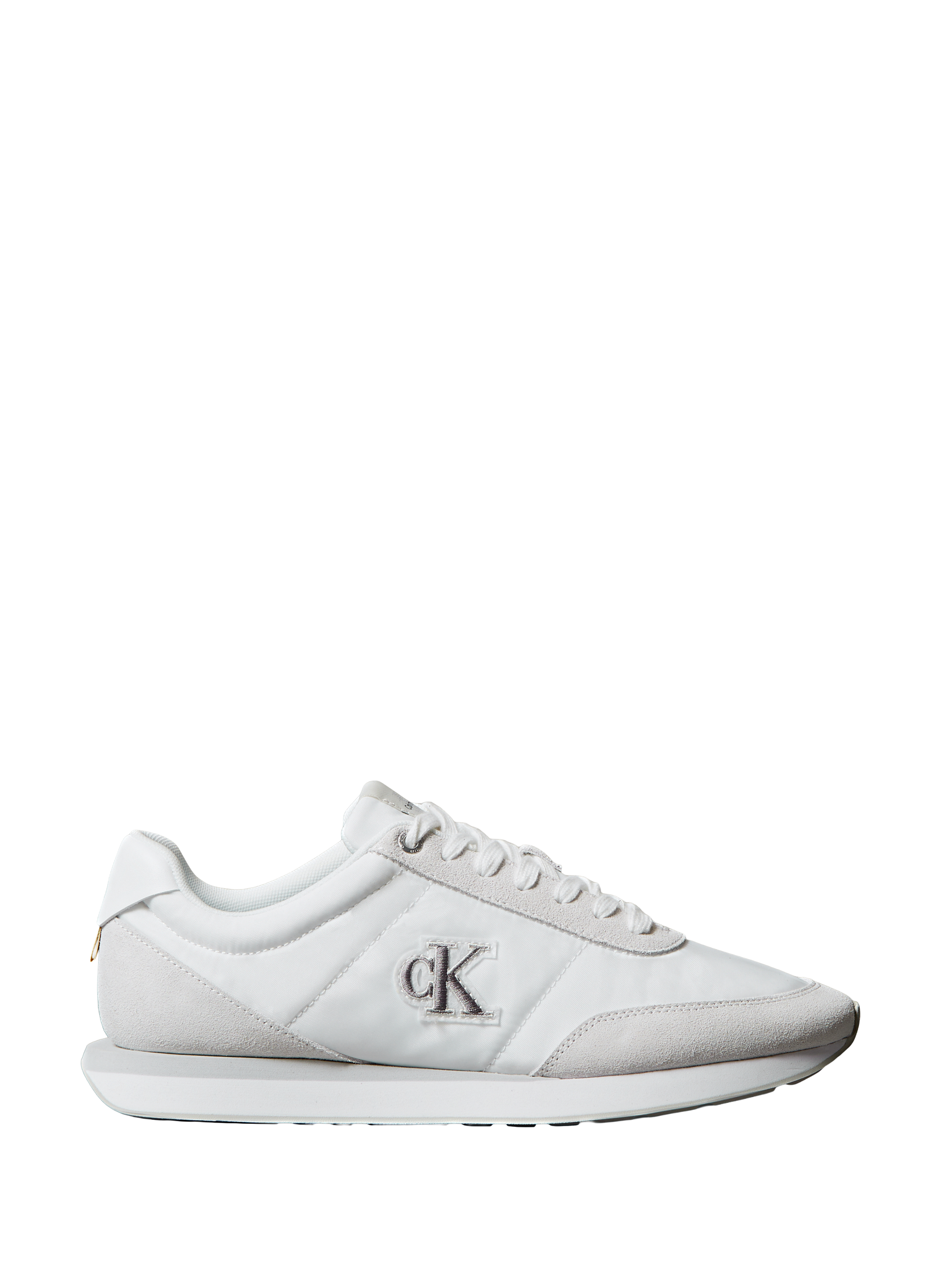 CALVIN KLEIN Mixed suede sneakers with Signature logo White