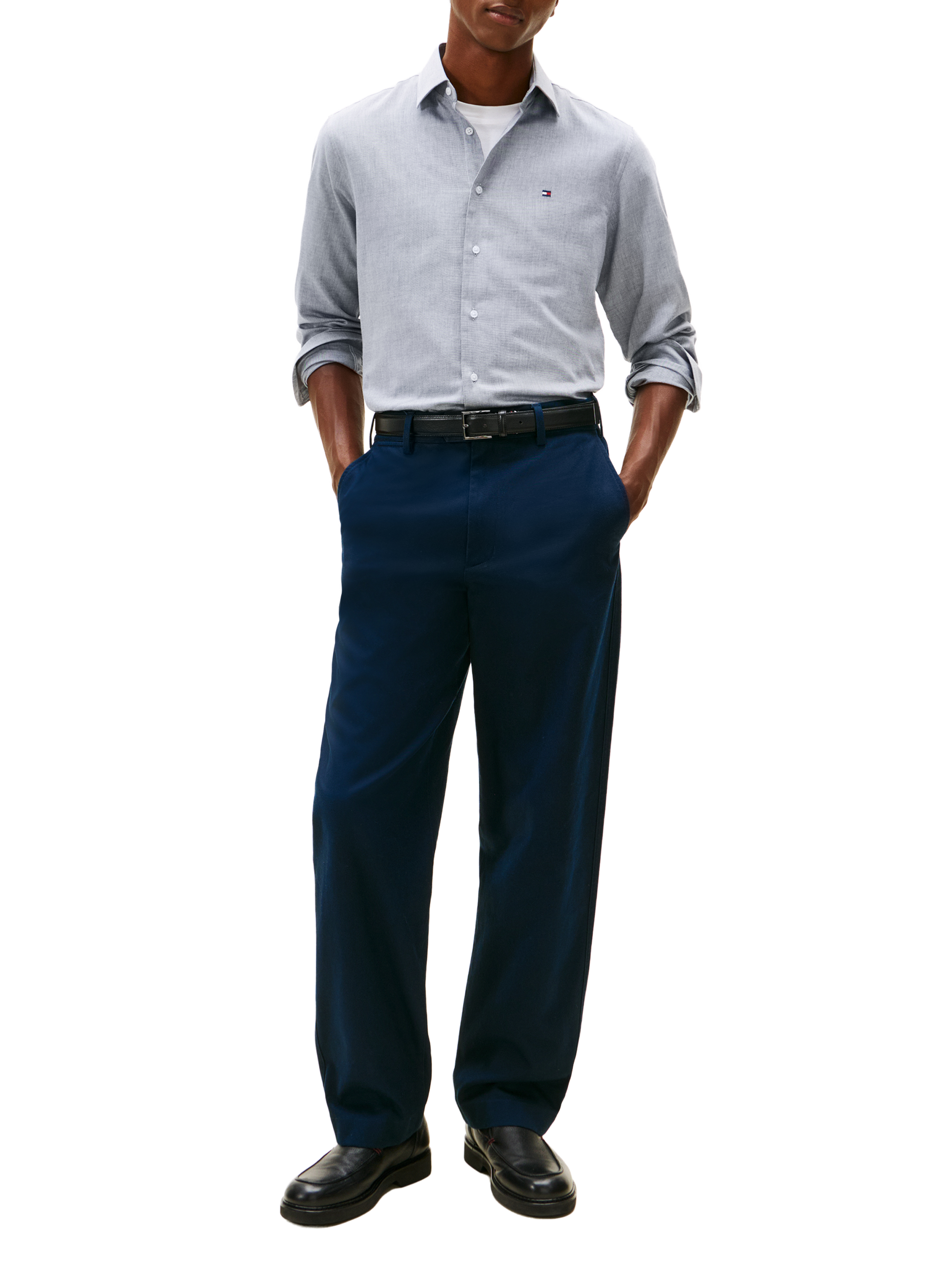 Chemise à manches longues en coton TOMMY HILFIGER Bleu