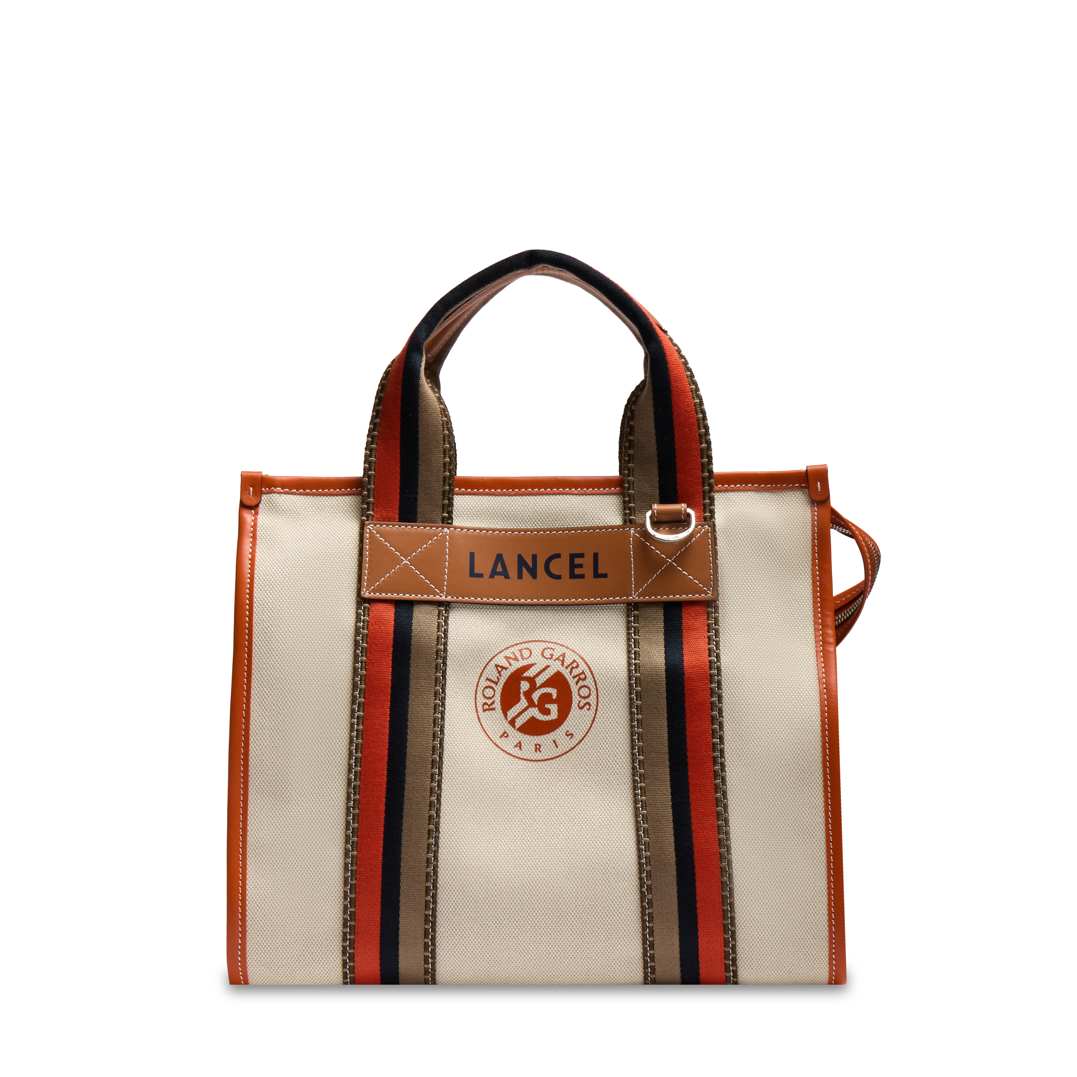 Sac cabas zippé m lancel x roland garros en coton LANCEL Beige