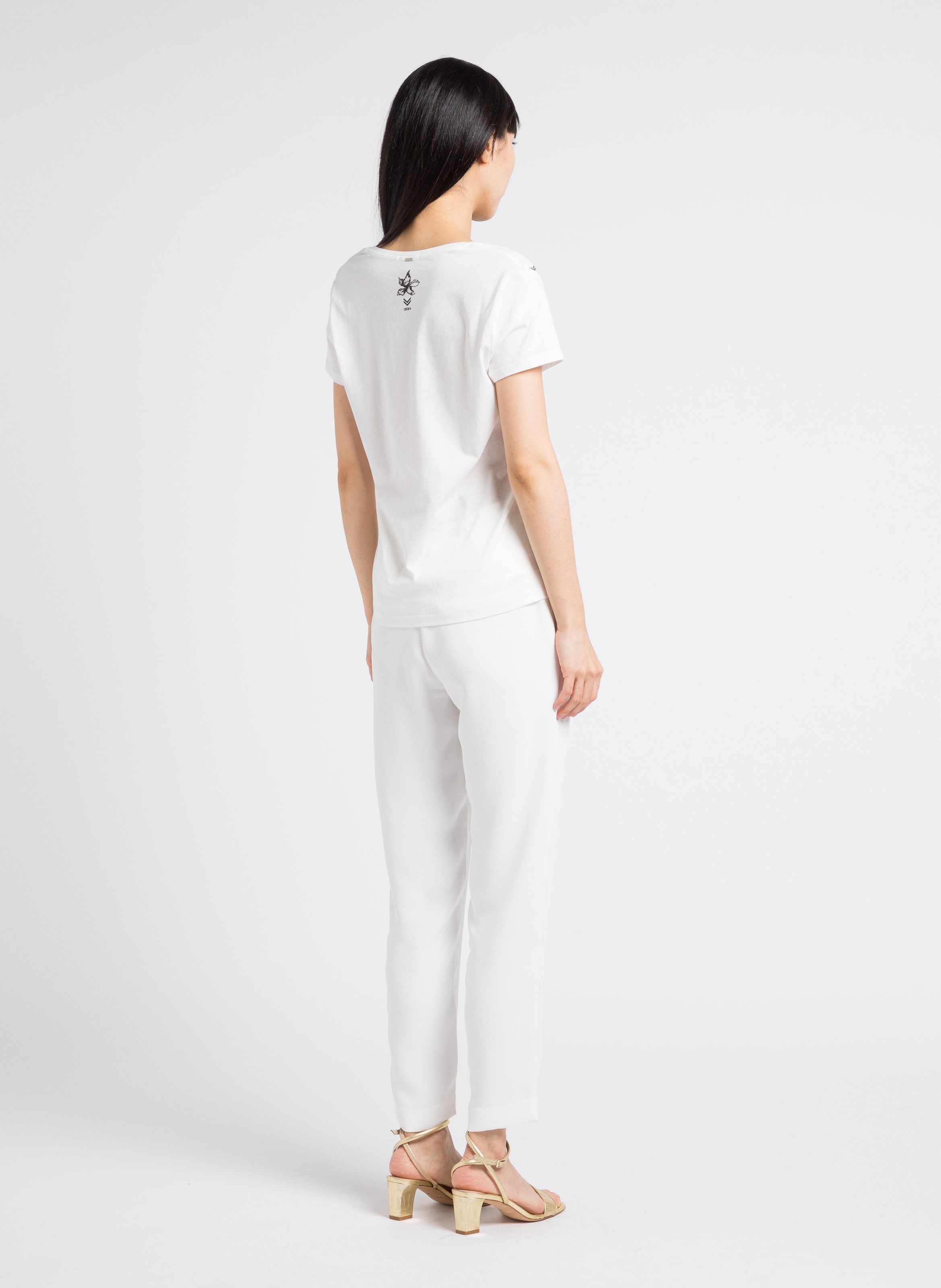 Pantalon carotte taille haute ceinturée IKKS Blanc