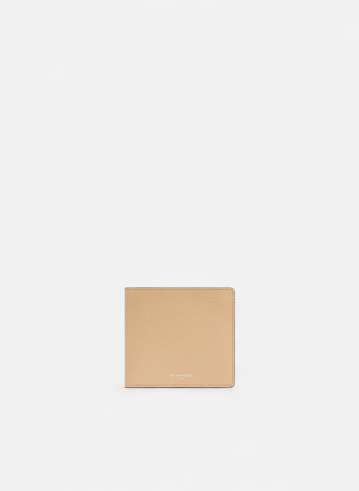 Porte cartes avec poche billets emile en cuir grainé  Beige désert