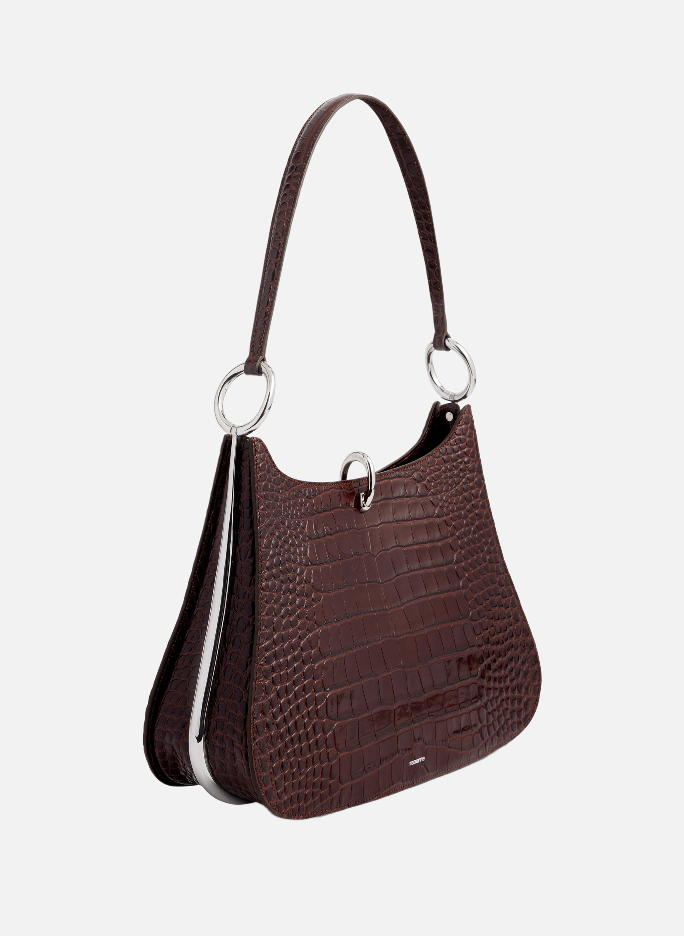 Grand sac ring en cuir RABANNE Marron