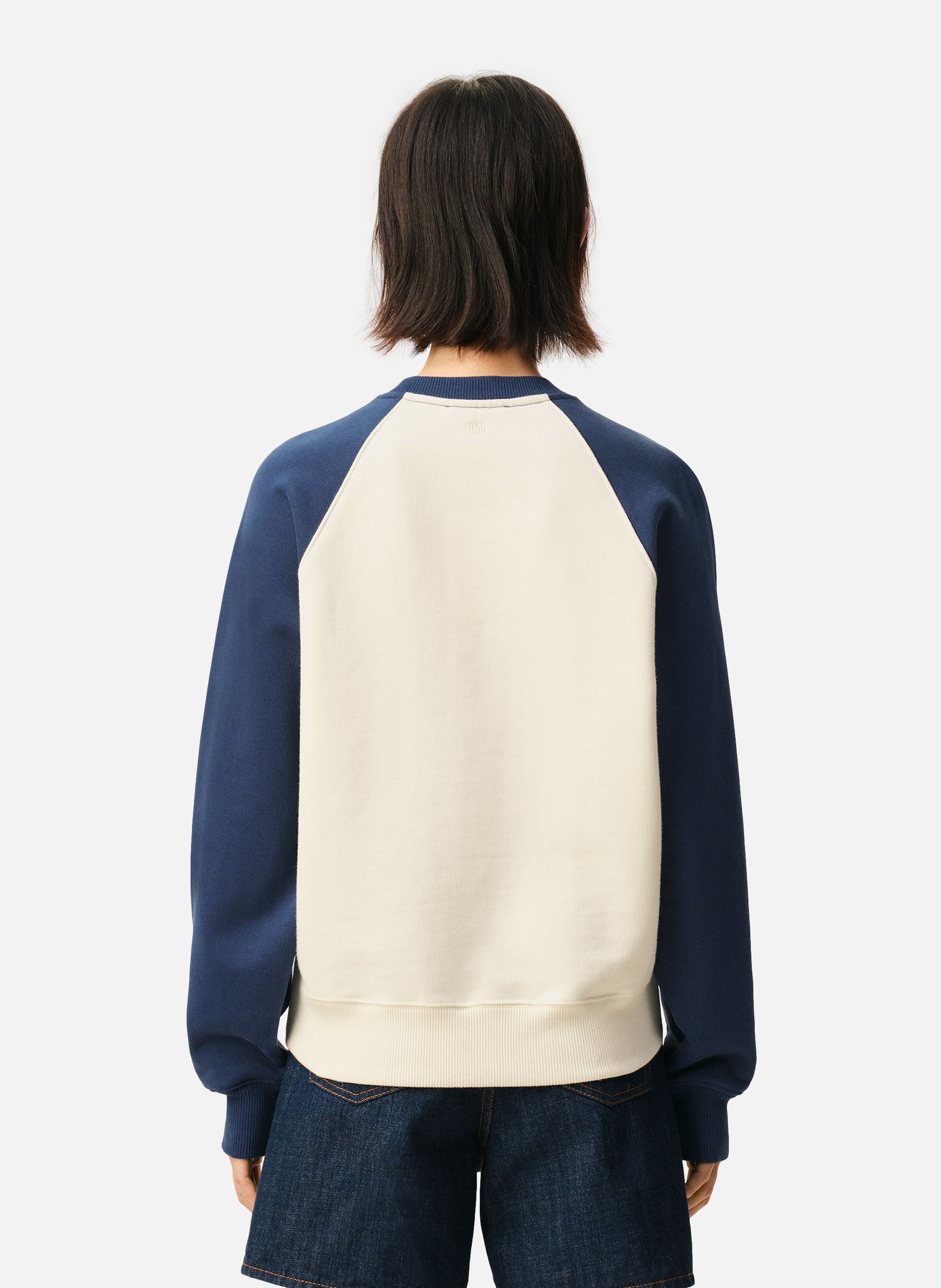 Sweatshirt ami de coeur crochet unisexe en coton AMI PARIS Bleu