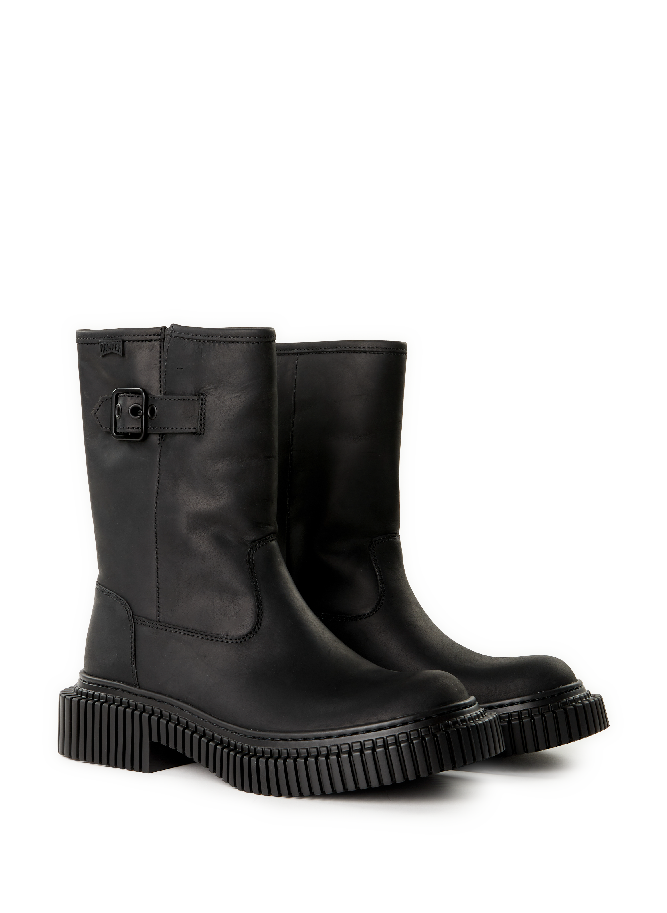 Grooved leather ankle boots CAMPER Black