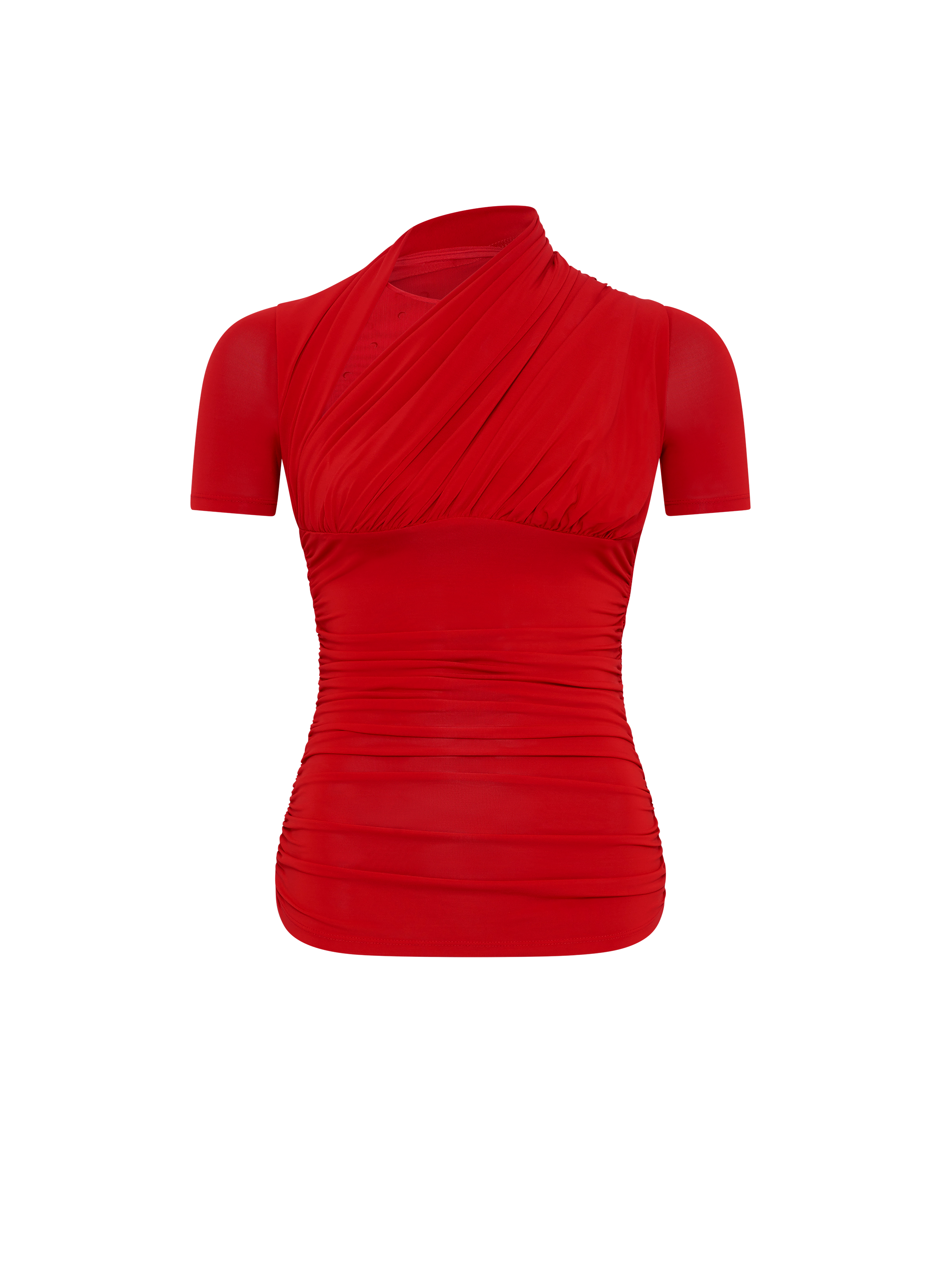 Top drapé en jersey et plumetis MARINE SERRE Rouge