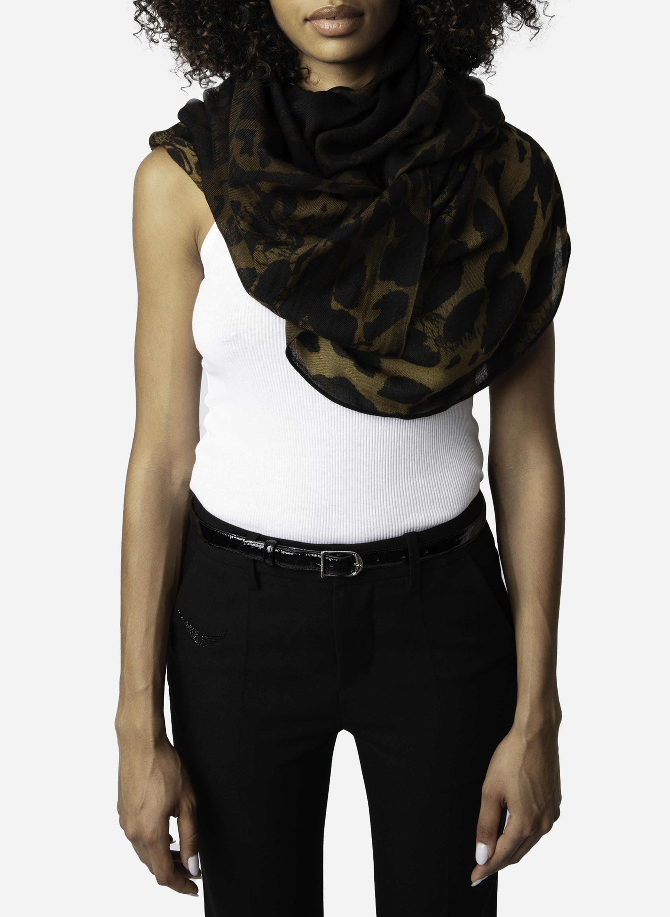 Foulard en laine imprimé judy ZADIG&VOLTAIRE Beige