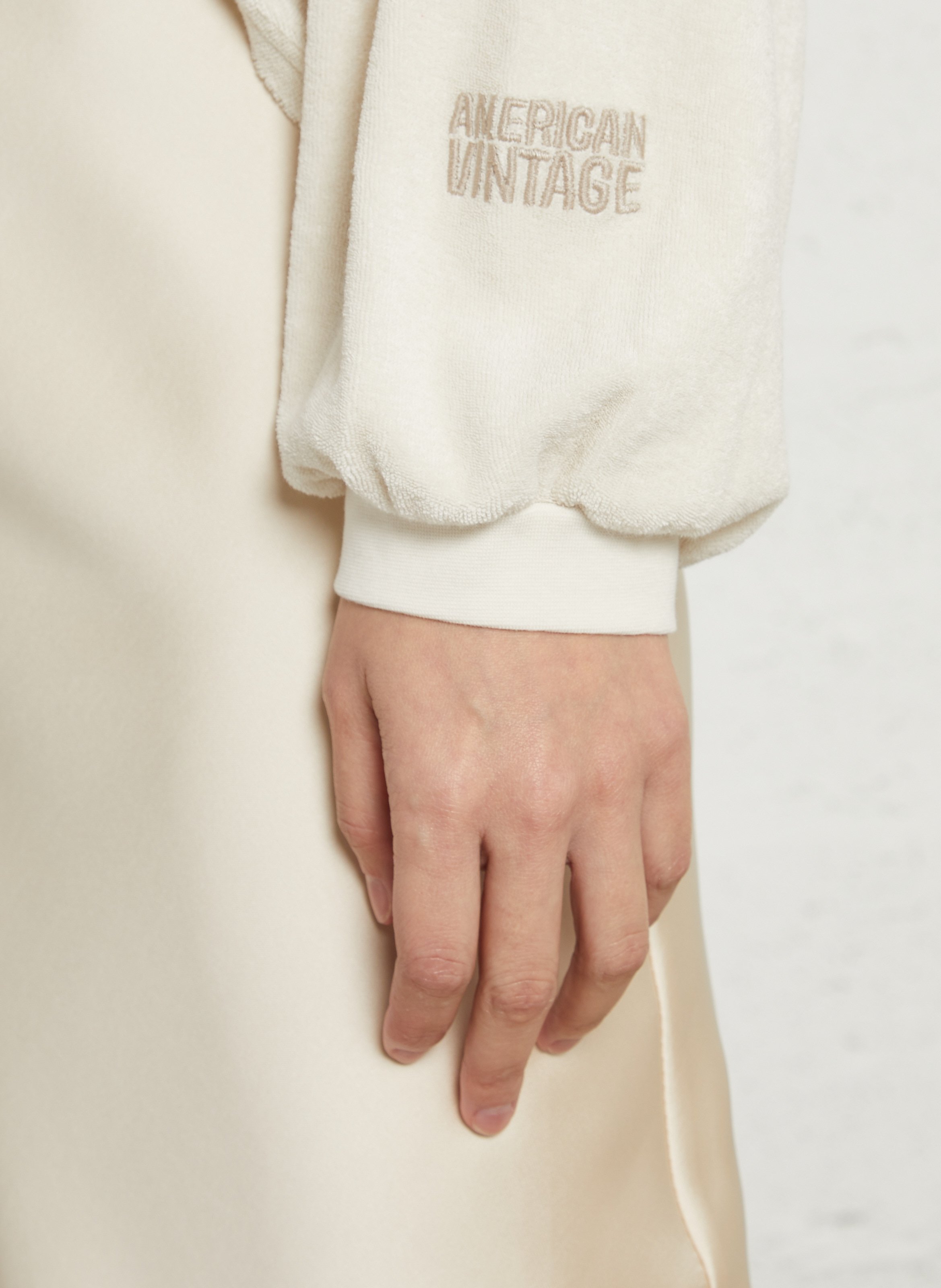 Pull oversize col bateau en coton et coton recyclé fuxow AMERICAN VINTAGE Beige