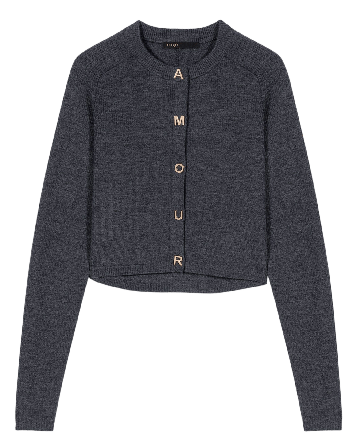 Gilet col rond en laine MAJE Gris