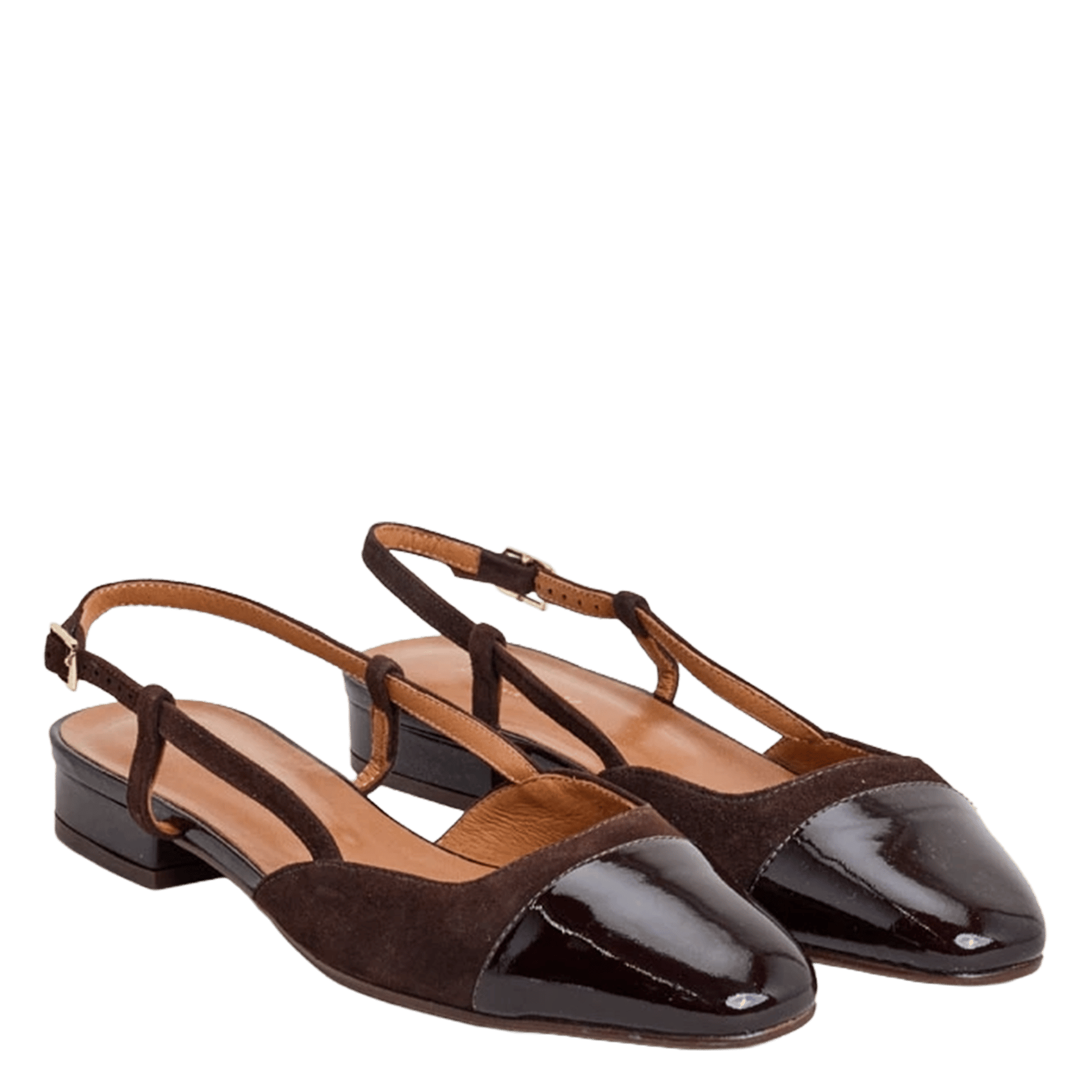 Ballerines en cuir bi-matière dhapou JONAK Marron