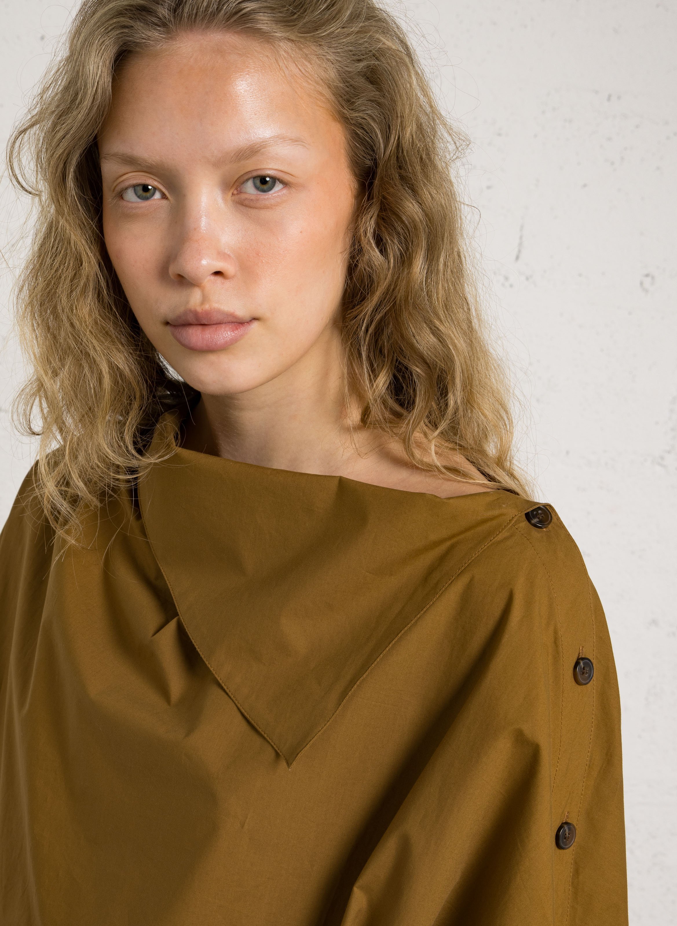 Robe courte col tombant en coton bio hattie SOEUR Marron