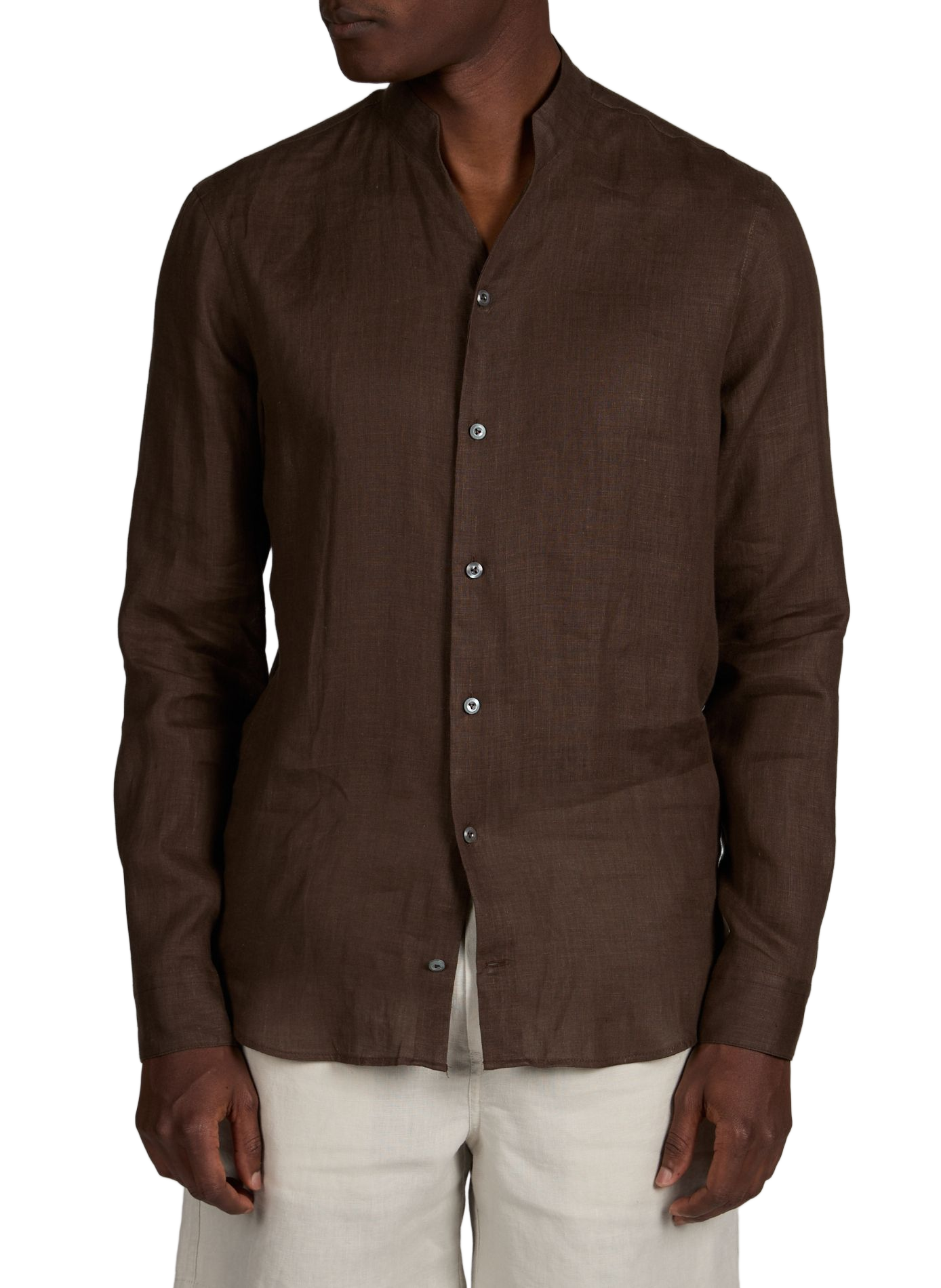 Chemise droite en lin VAN LAACK Marron